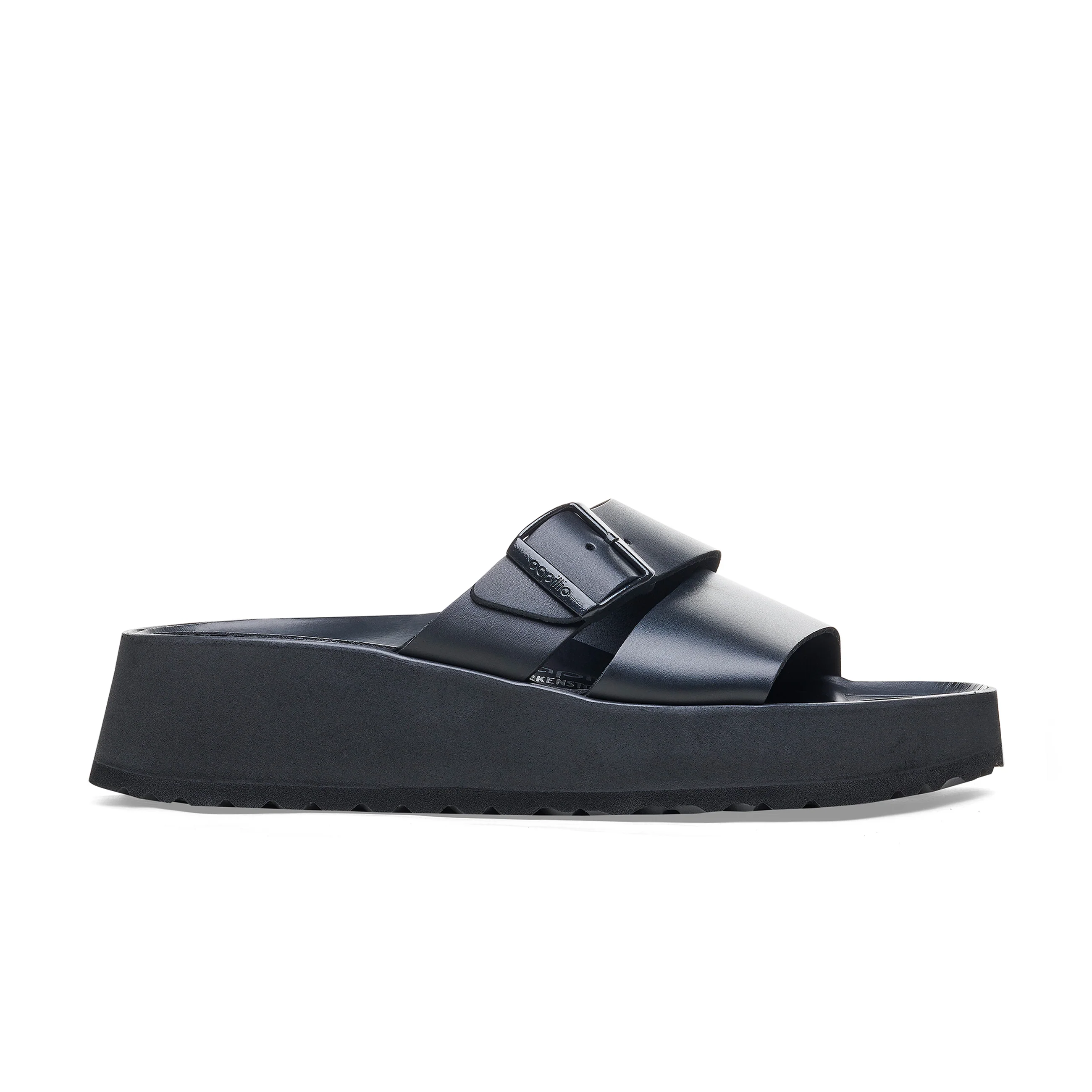 Almina Exquisite Platform Wedge Black Smooth Leather - Image 2