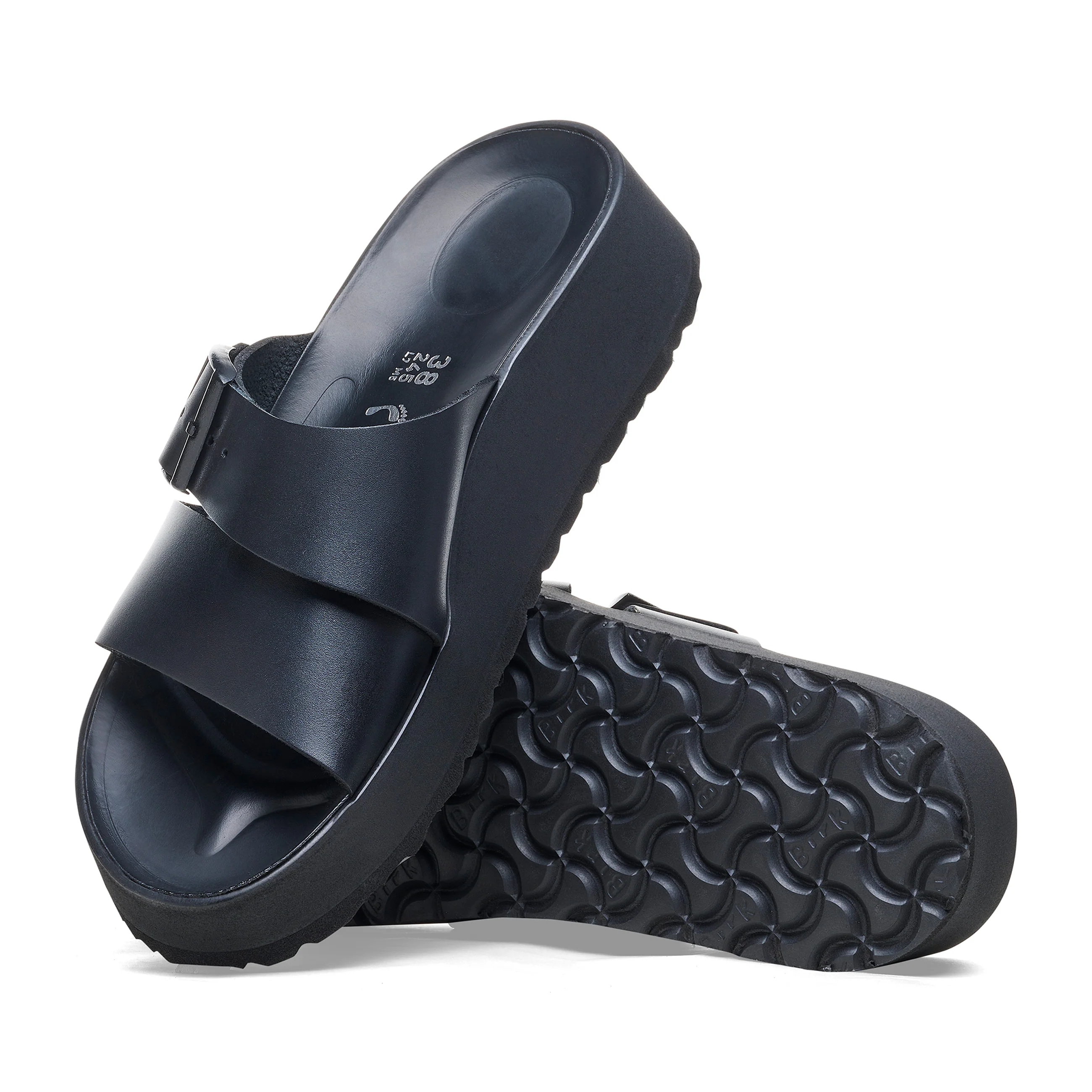 Almina Exquisite Platform Wedge Black Smooth Leather - Image 4