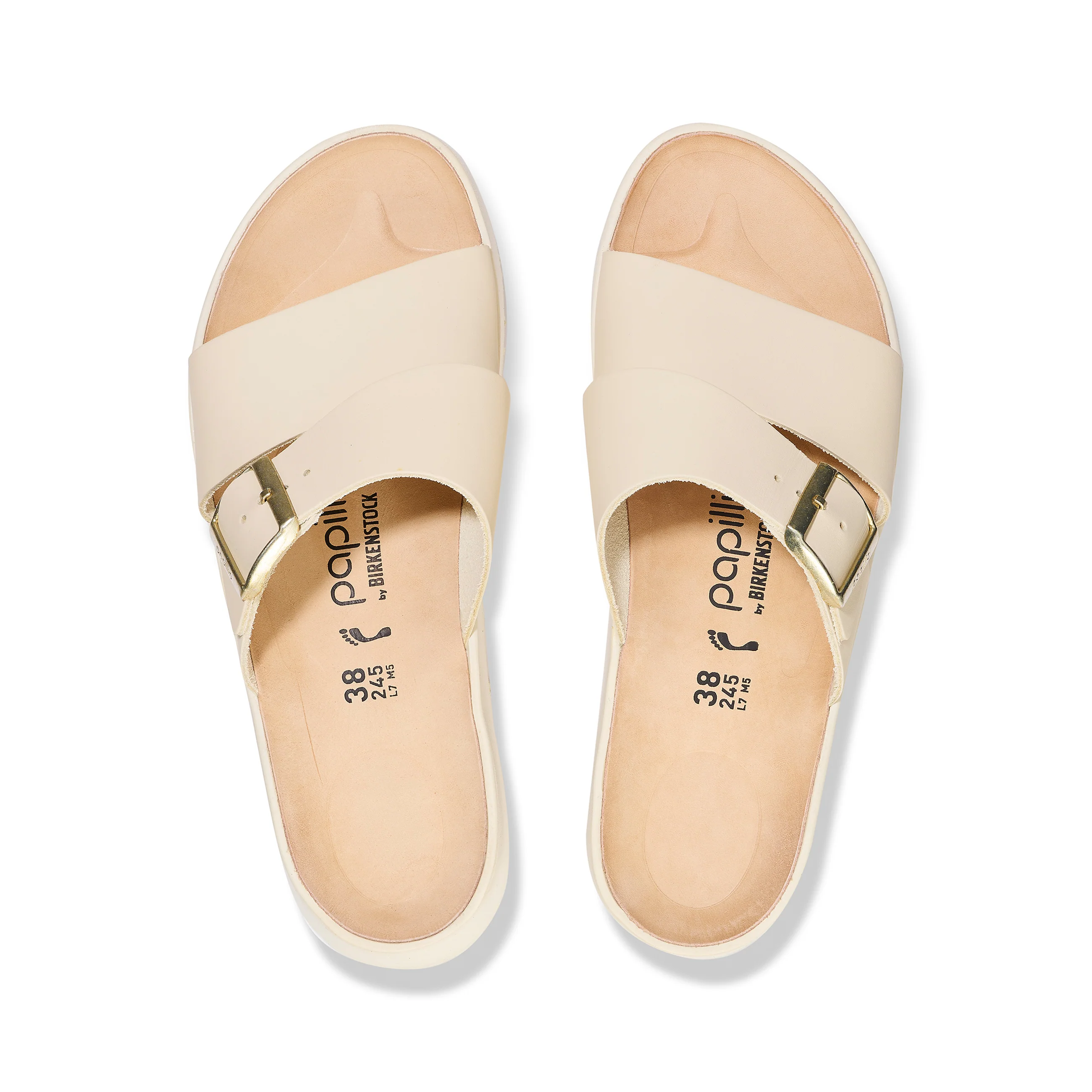 Almina Exquisite Platform Wedge Ecru Smooth Leather - Image 3