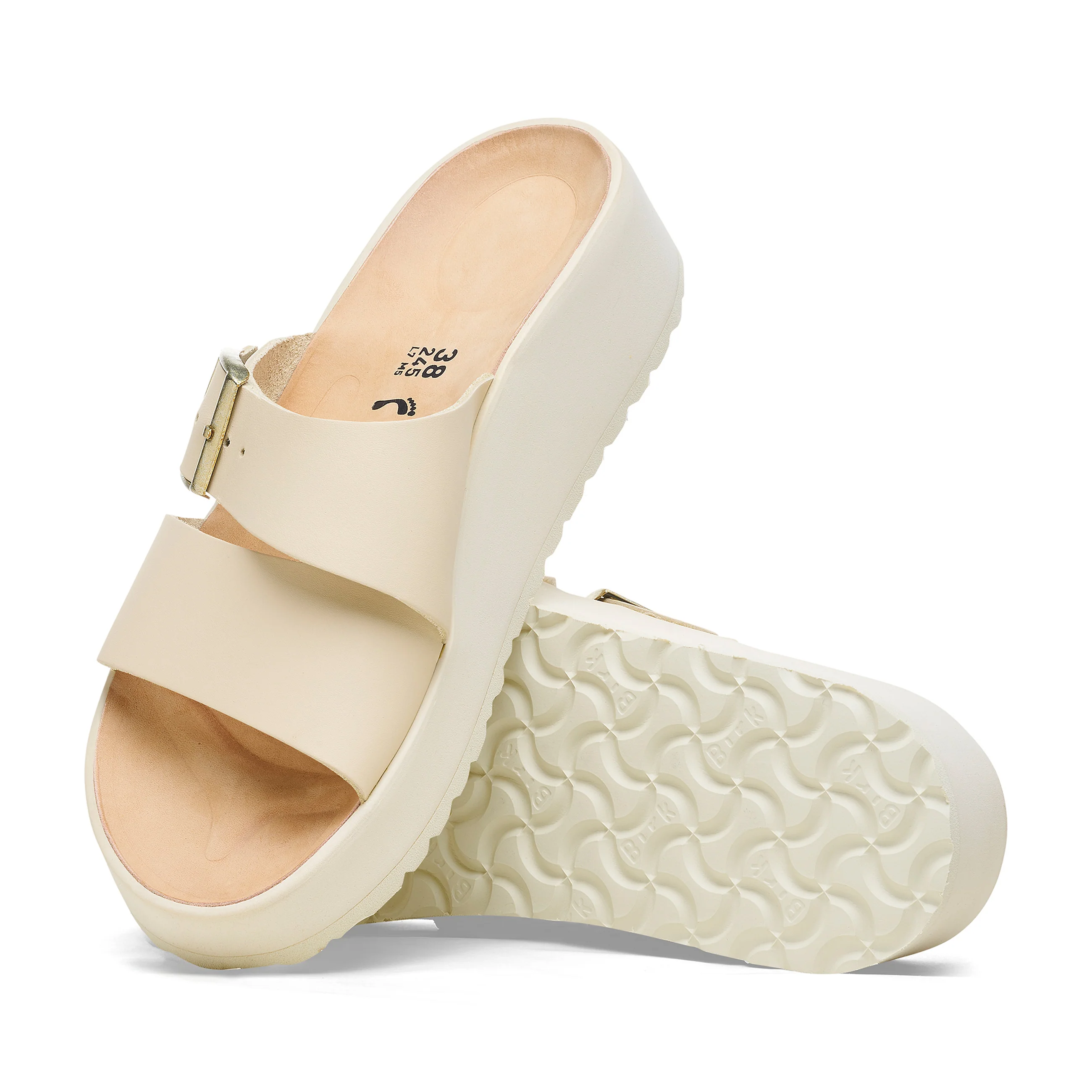 Almina Exquisite Platform Wedge Ecru Smooth Leather - Image 4