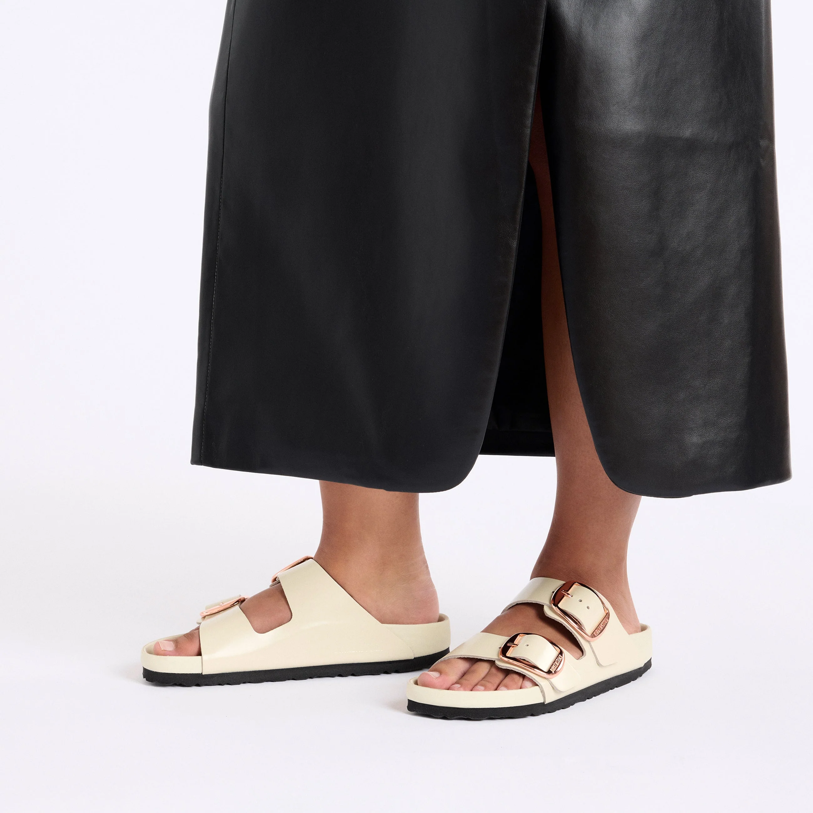 Arizona Big Buckle Exquisite High Shine Ecru Natural Leather Patent - Image 4