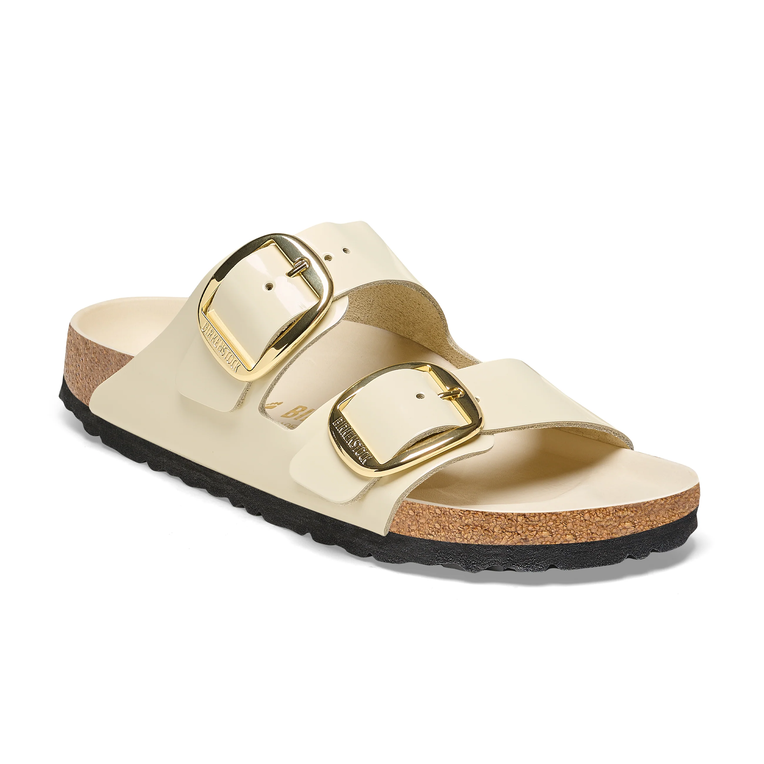 Arizona Big Buckle High Shine Ecru Natural Leather Patent