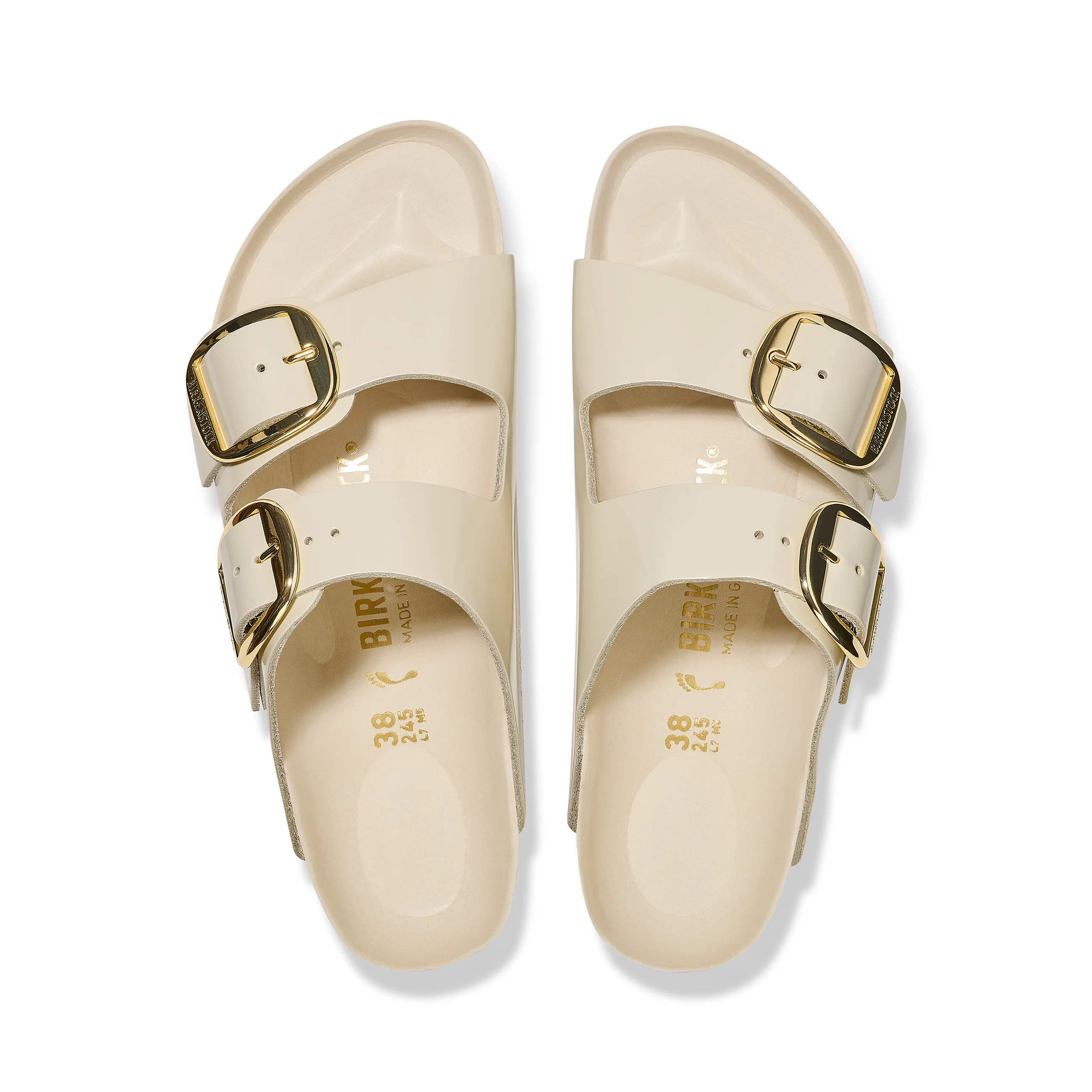 Arizona Big Buckle High Shine Ecru Natural Leather Patent - Image 3