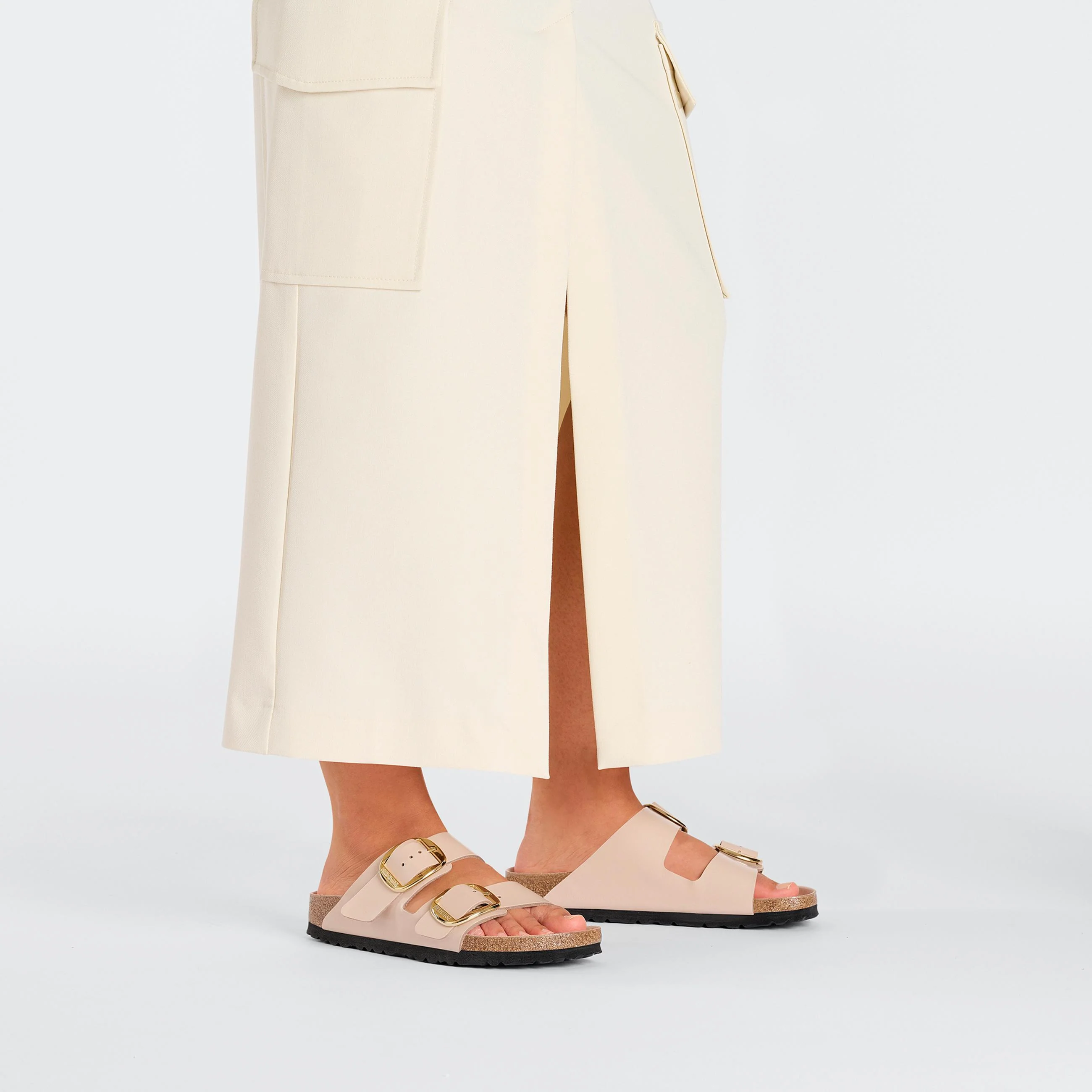 Arizona Big Buckle High Shine New Beige Natural Leather Patent - Image 5