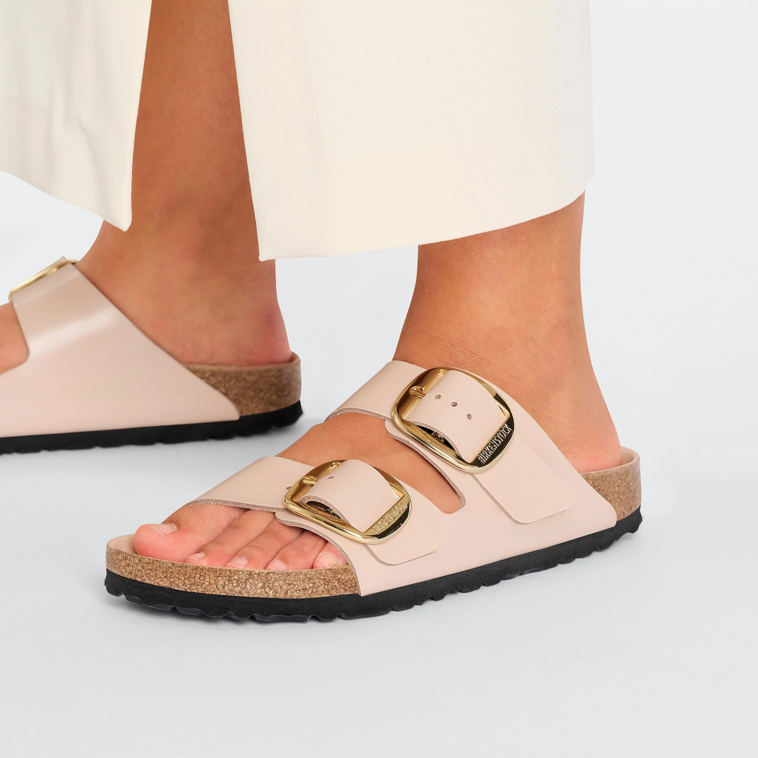 Arizona Big Buckle High Shine New Beige Natural Leather Patent - Image 6