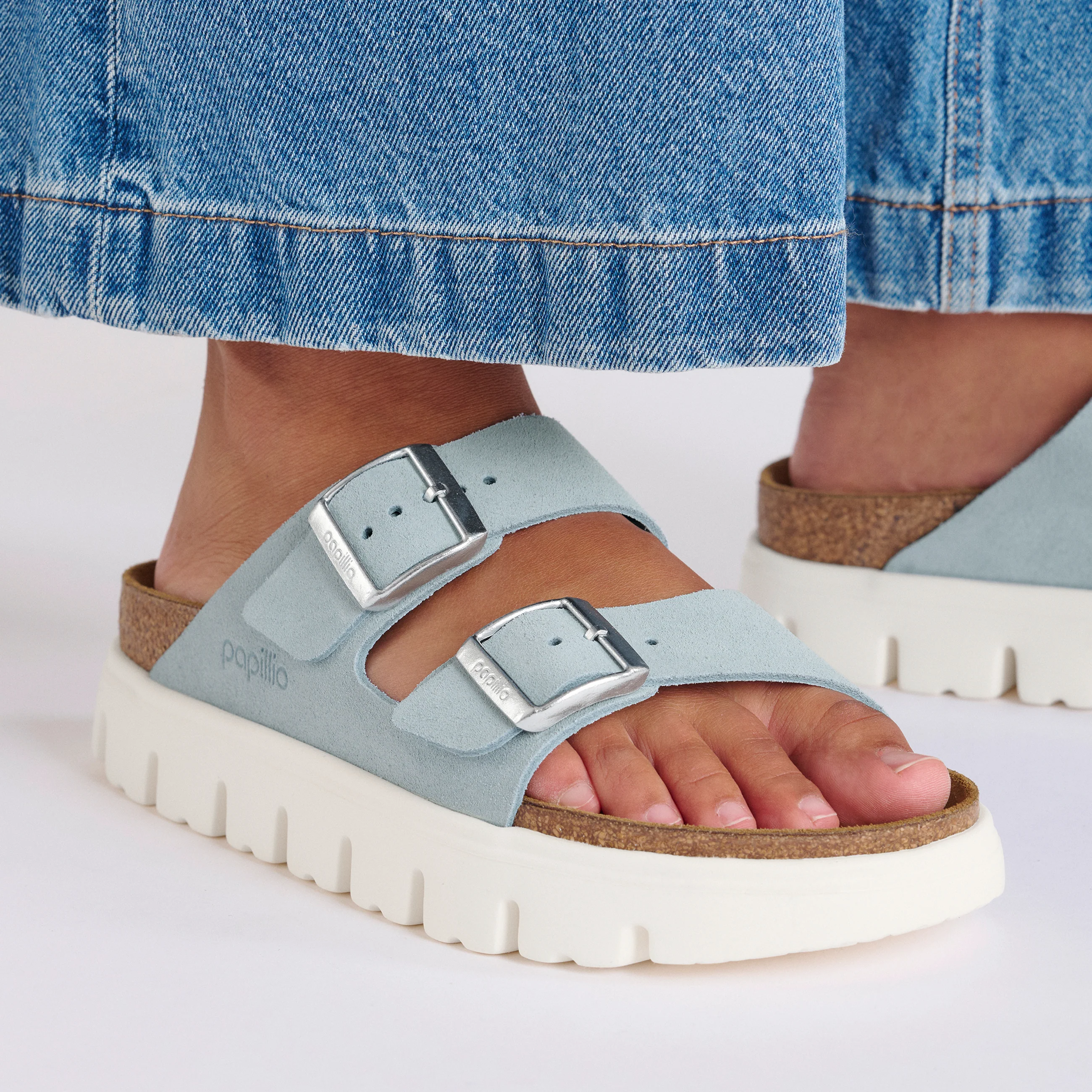 Arizona Chunky Baby Blue Suede Leather - Image 5