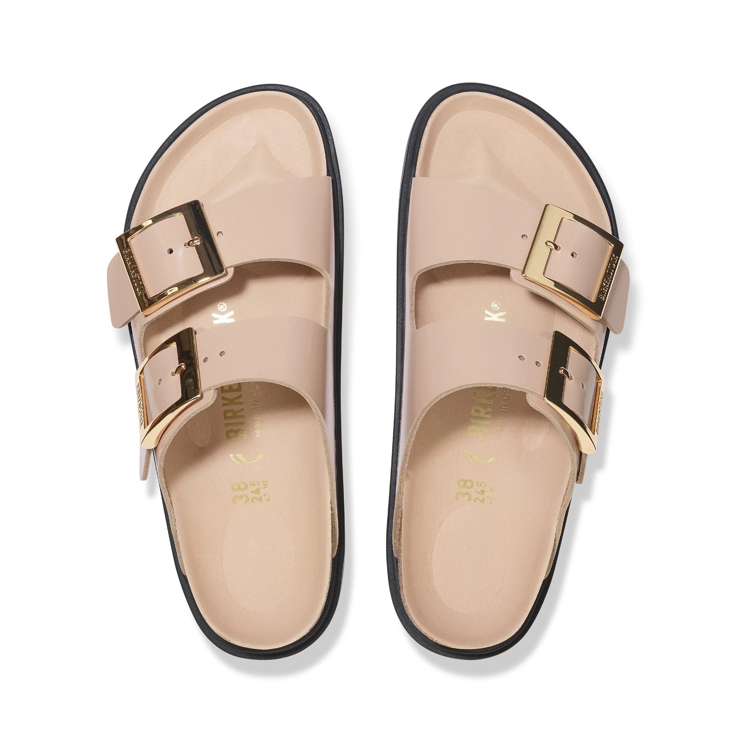 Arizona Droplet Buckle High Shine New Beige Natural Leather Patent - Image 3