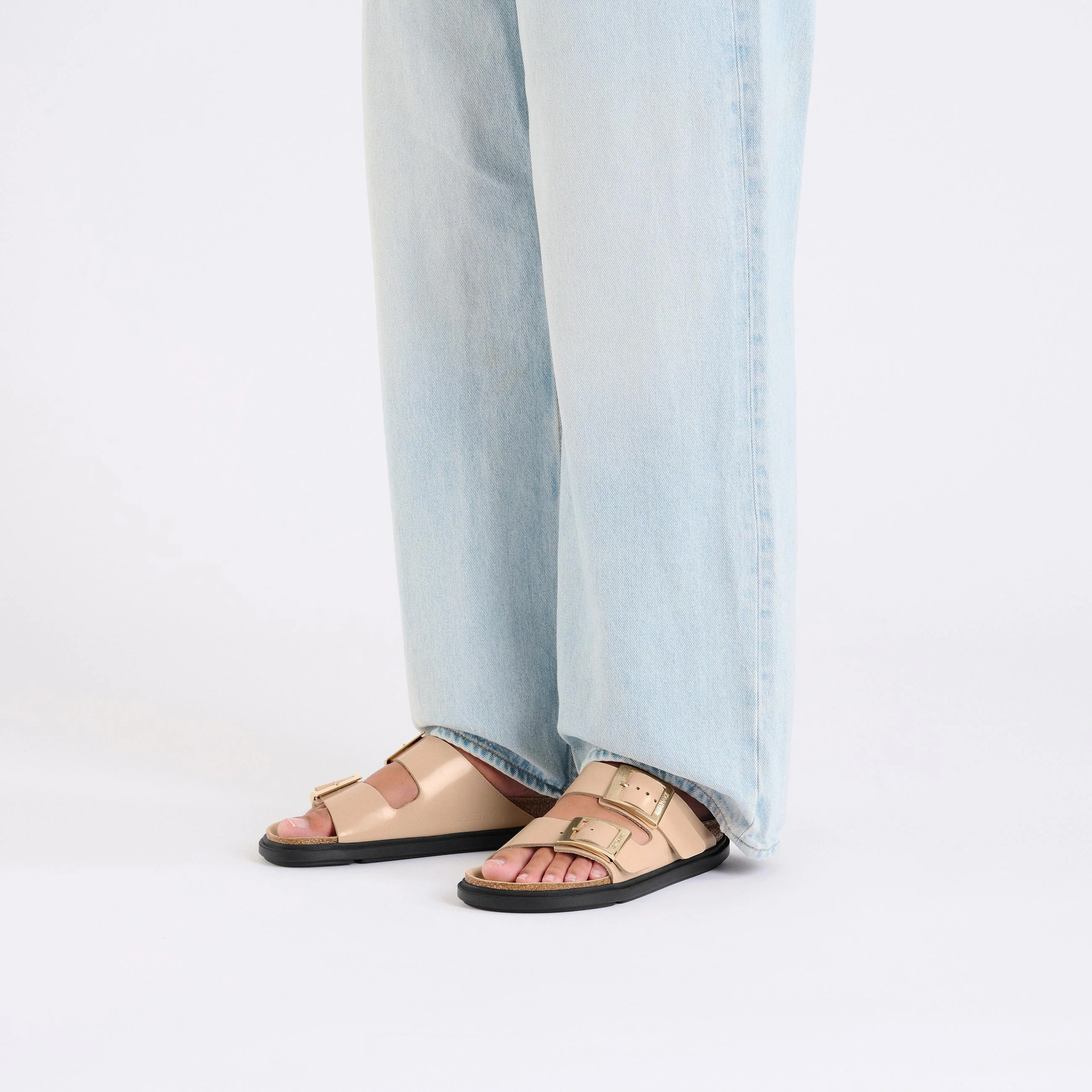 Arizona Droplet Buckle High Shine New Beige Natural Leather Patent - Image 4