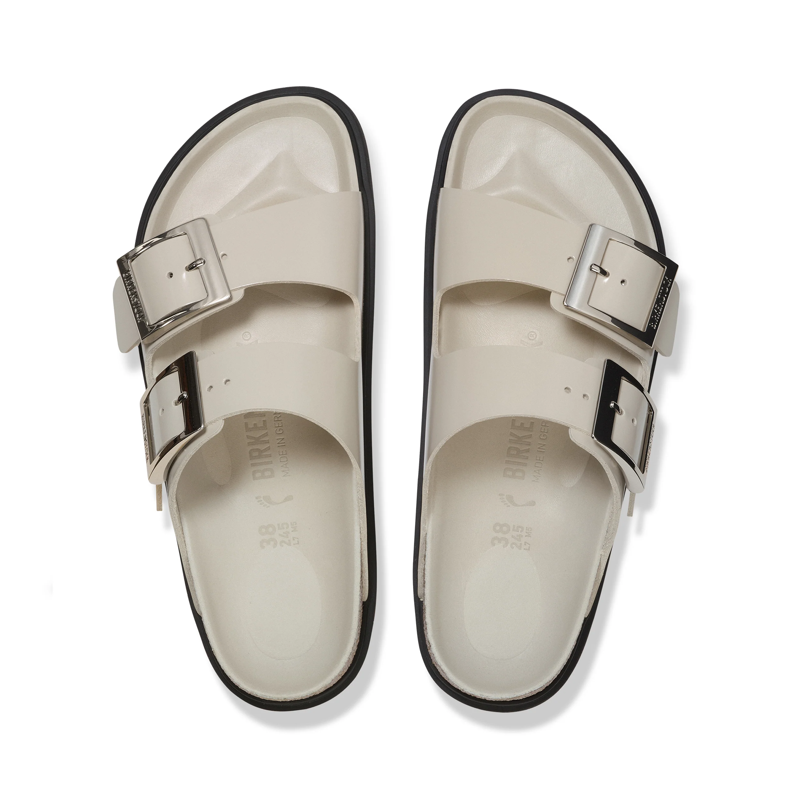 Arizona Droplet Buckle High Shine Oyster Natural Leather Patent - Image 3