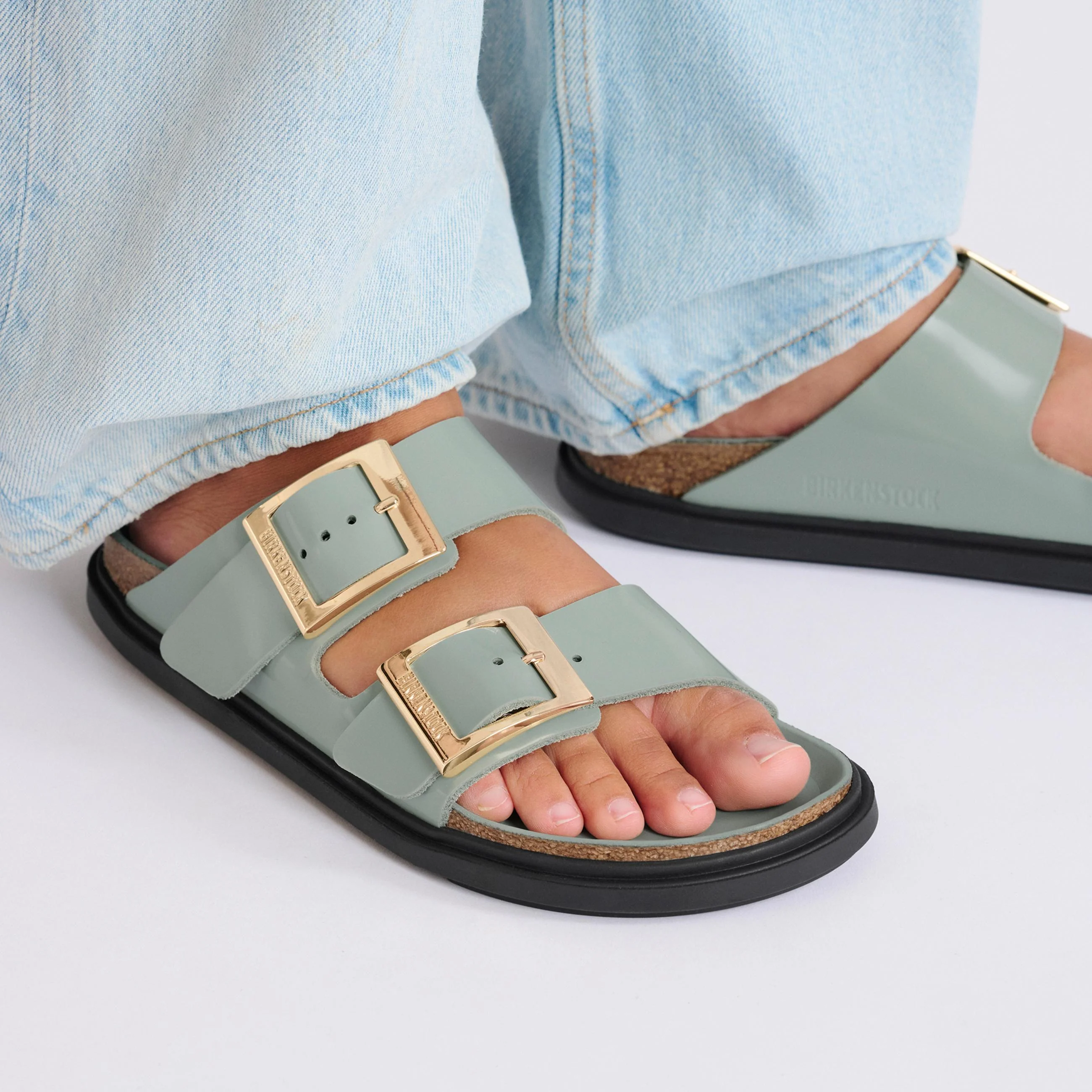 Arizona Droplet Buckle High Shine Pure Sage Natural Leather Patent - Image 5