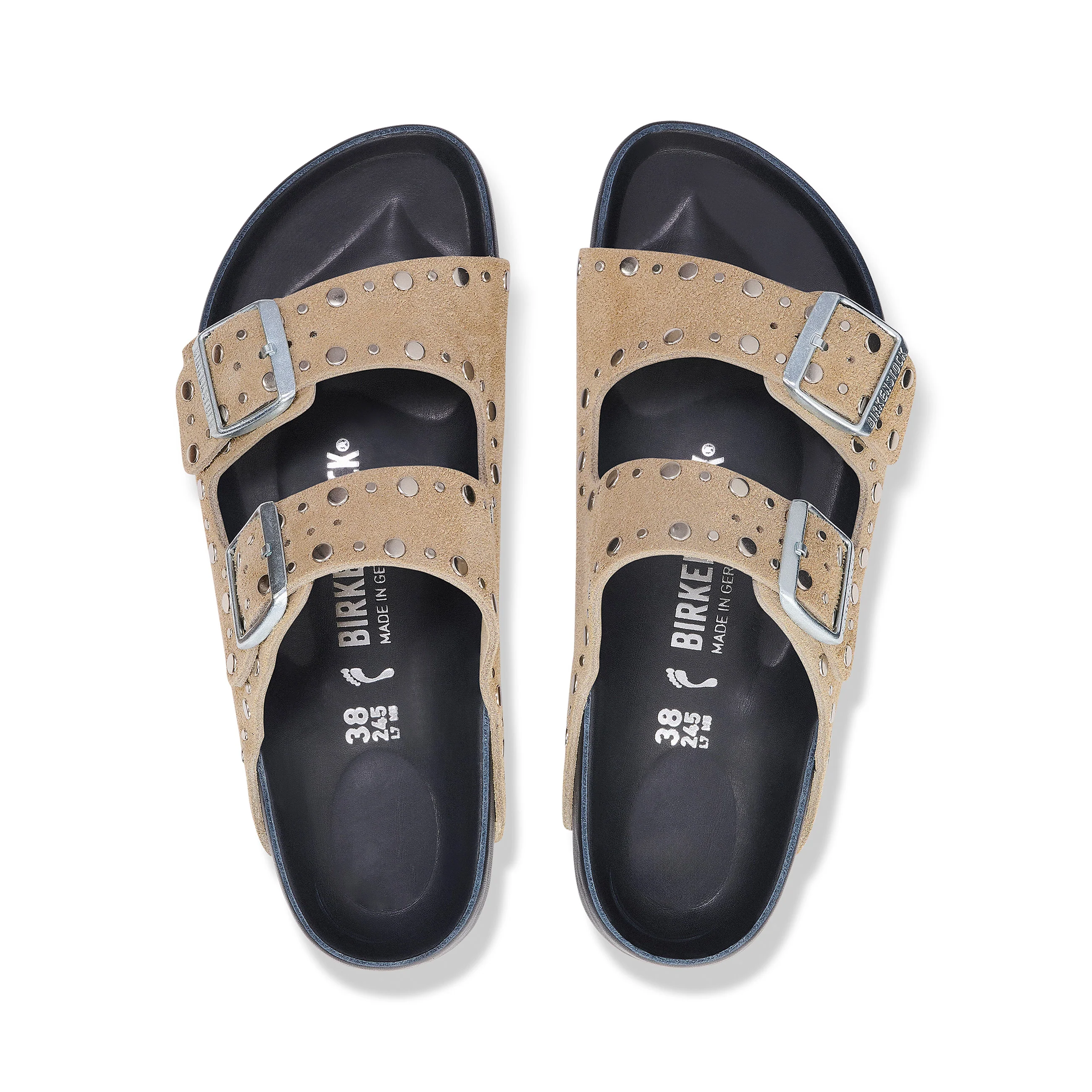 Arizona Exquisite Rivets Taupe Suede Leather - Image 3