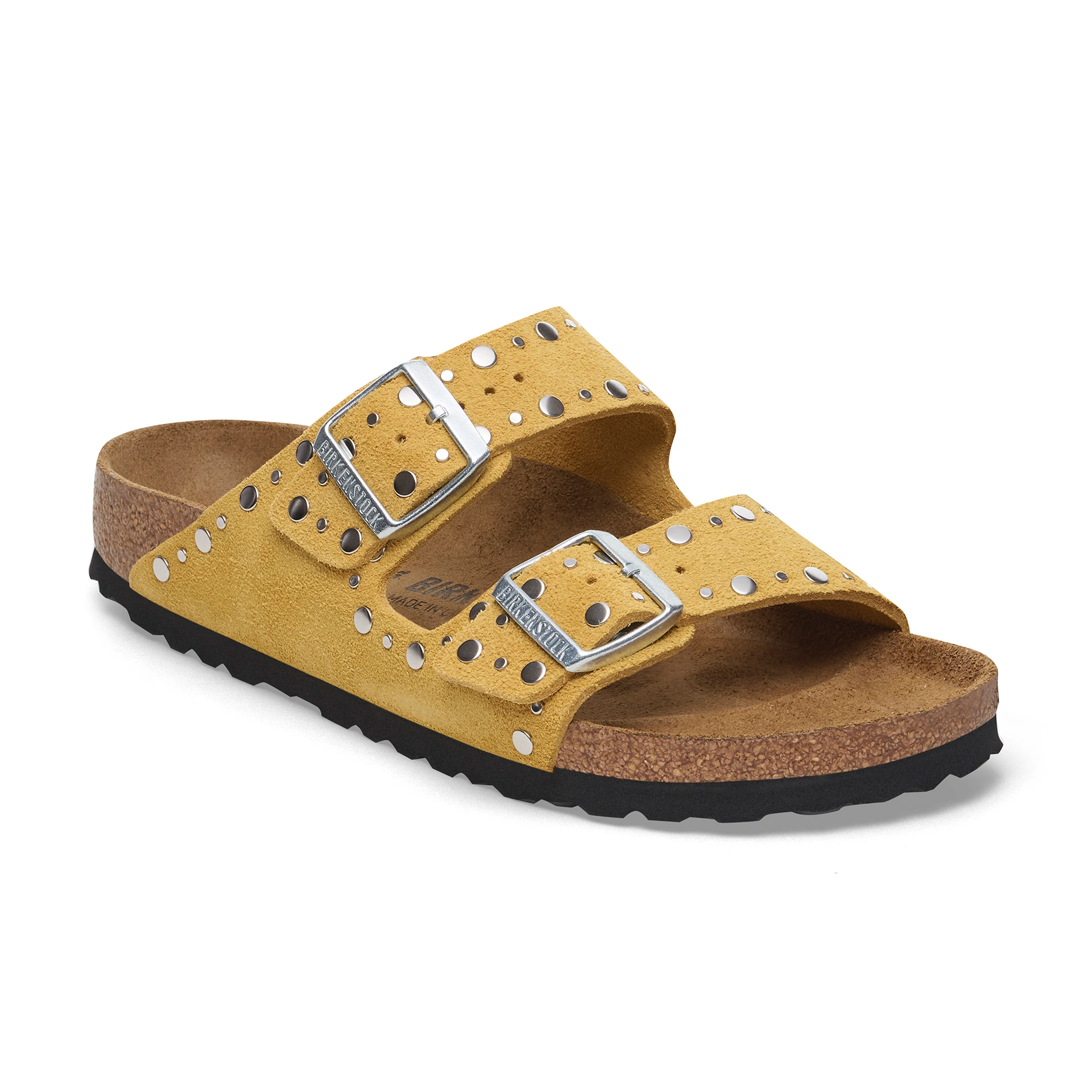 Arizona Rivet Ochre Suede Leather