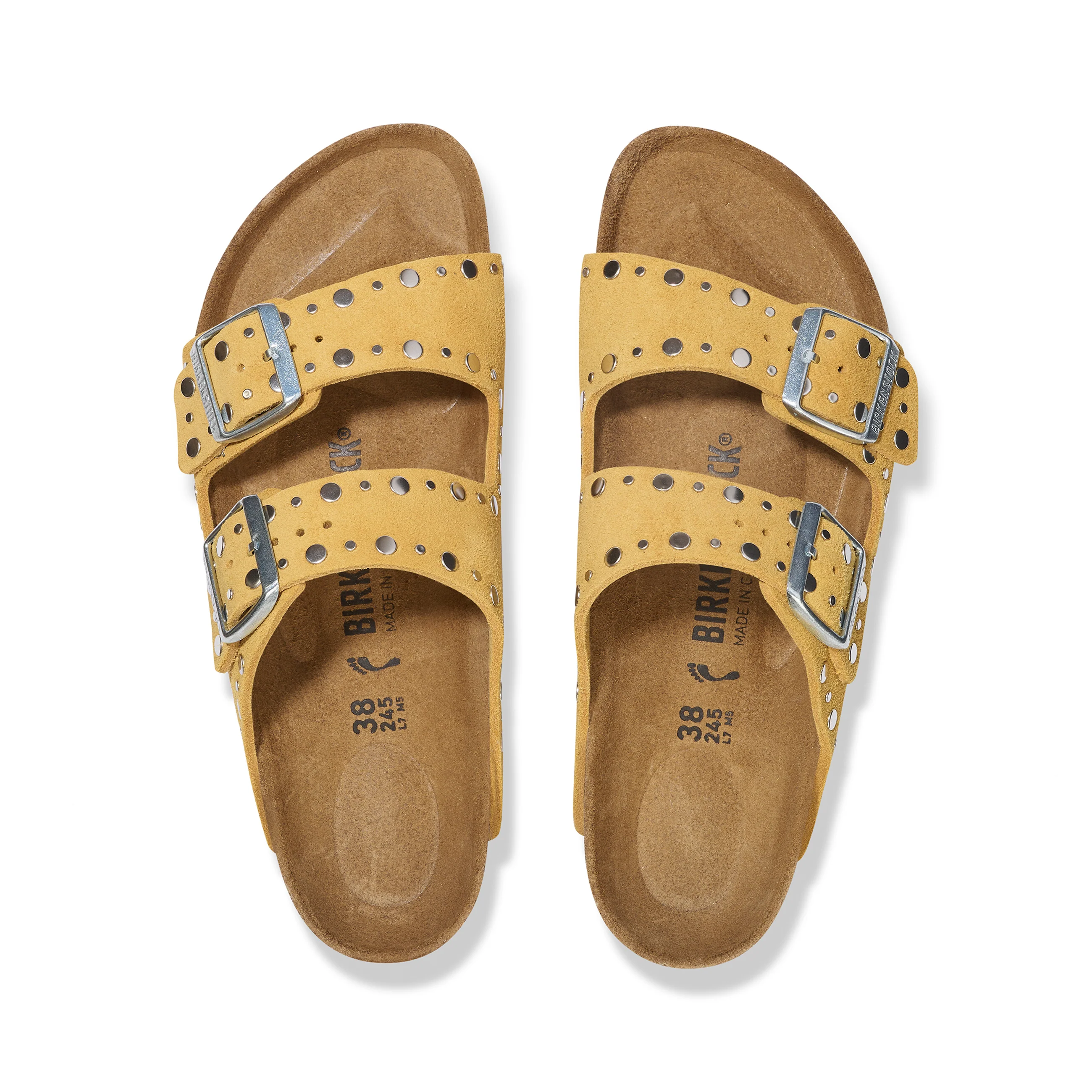 Arizona Rivet Ochre Suede Leather - Image 3