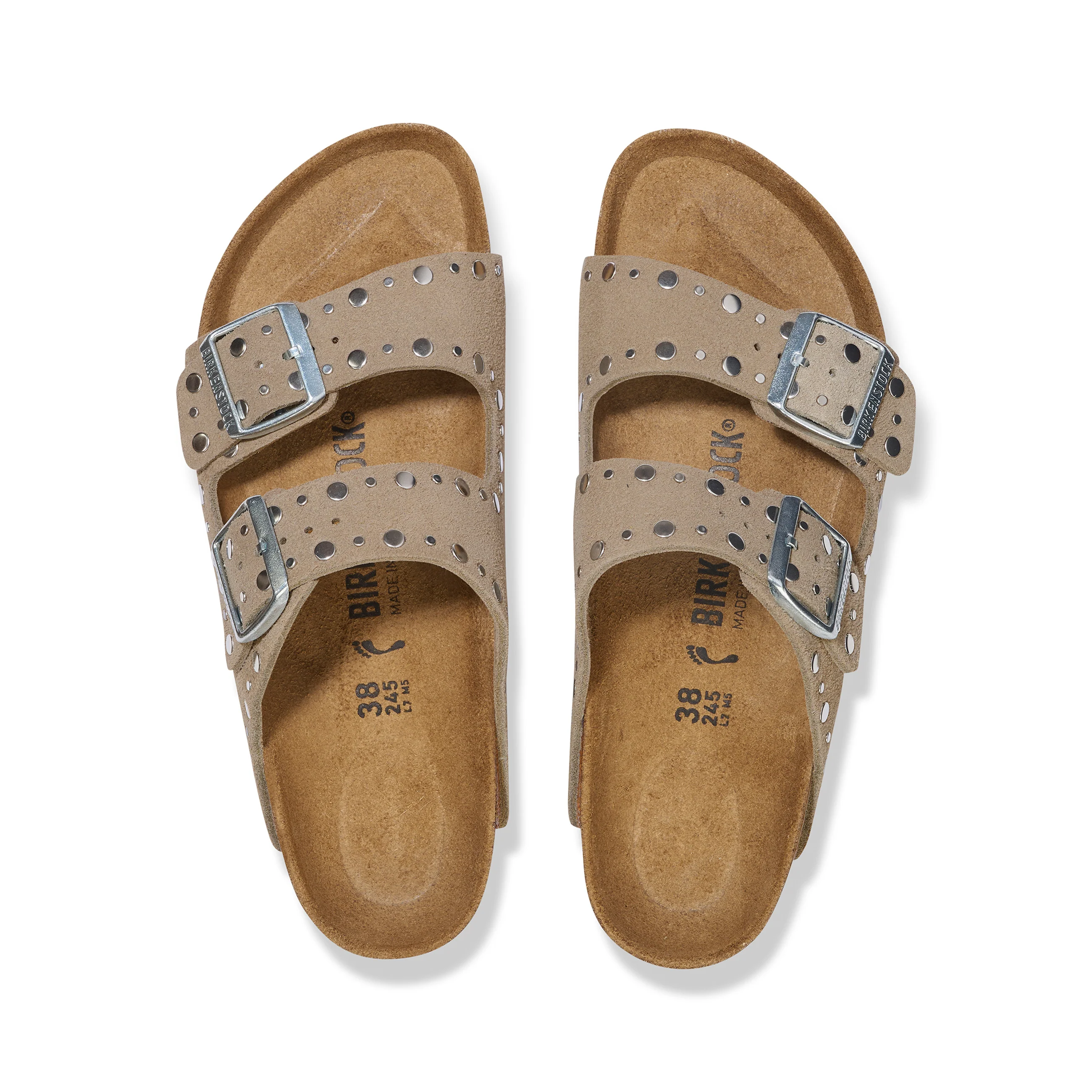 Arizona Rivet Taupe Suede Leather - Image 3