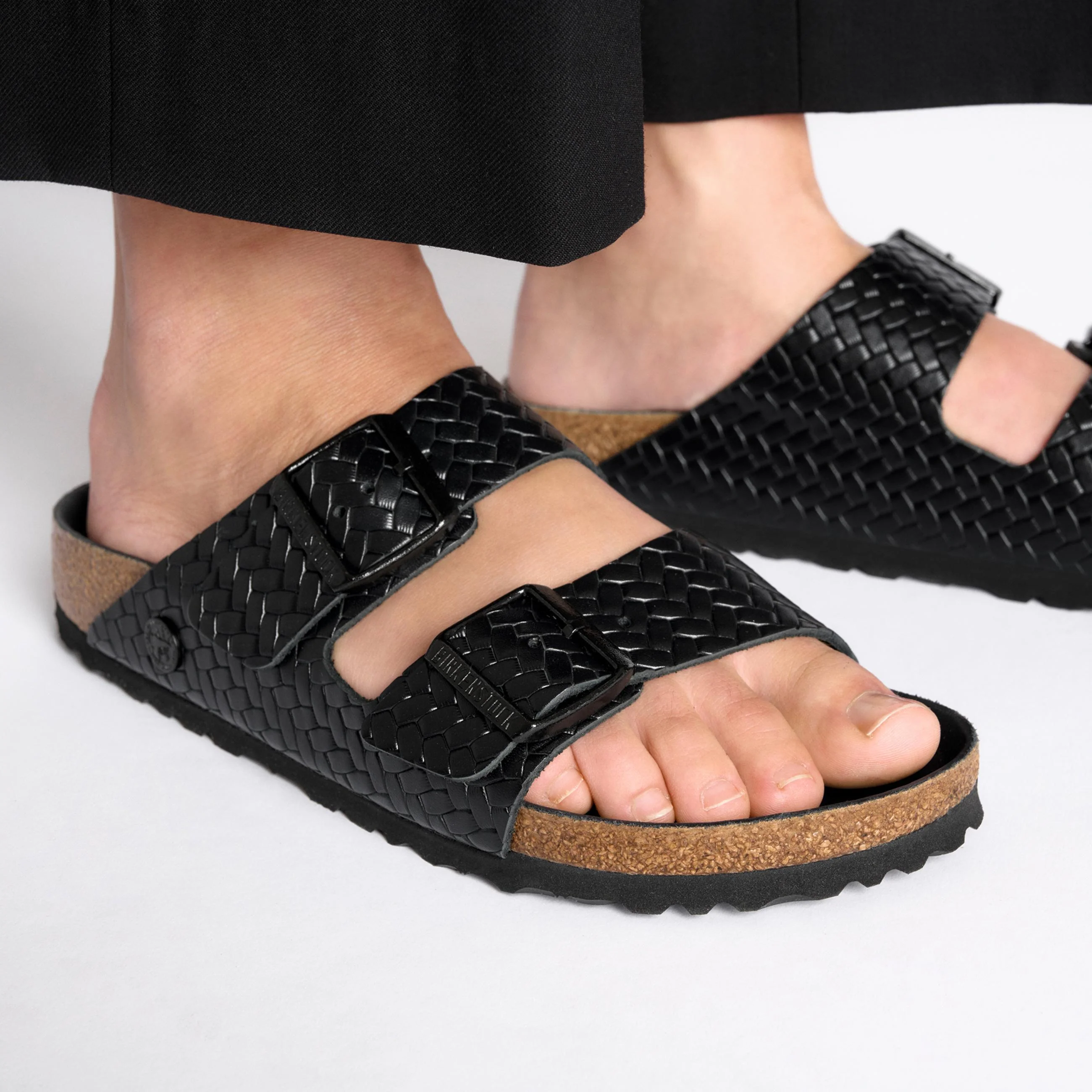 Arizona Semi-Exquisite Woven Emboss Black Smooth Leather - Image 5