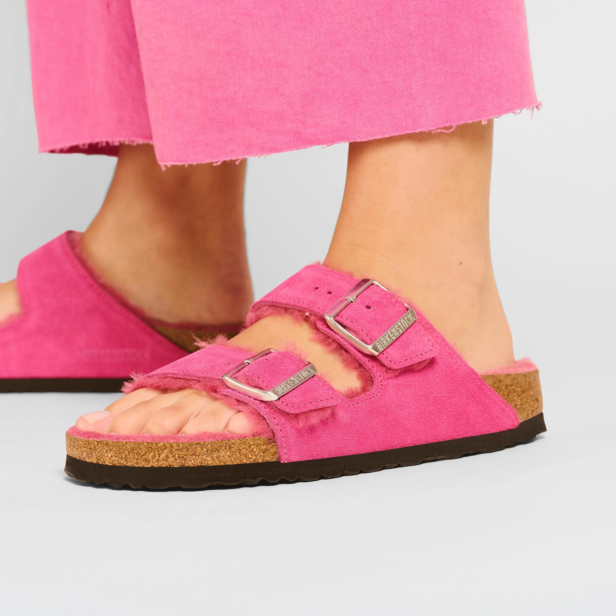 Arizona Shearling Fuchsia Tulip Suede Leather/Shearling - Image 6