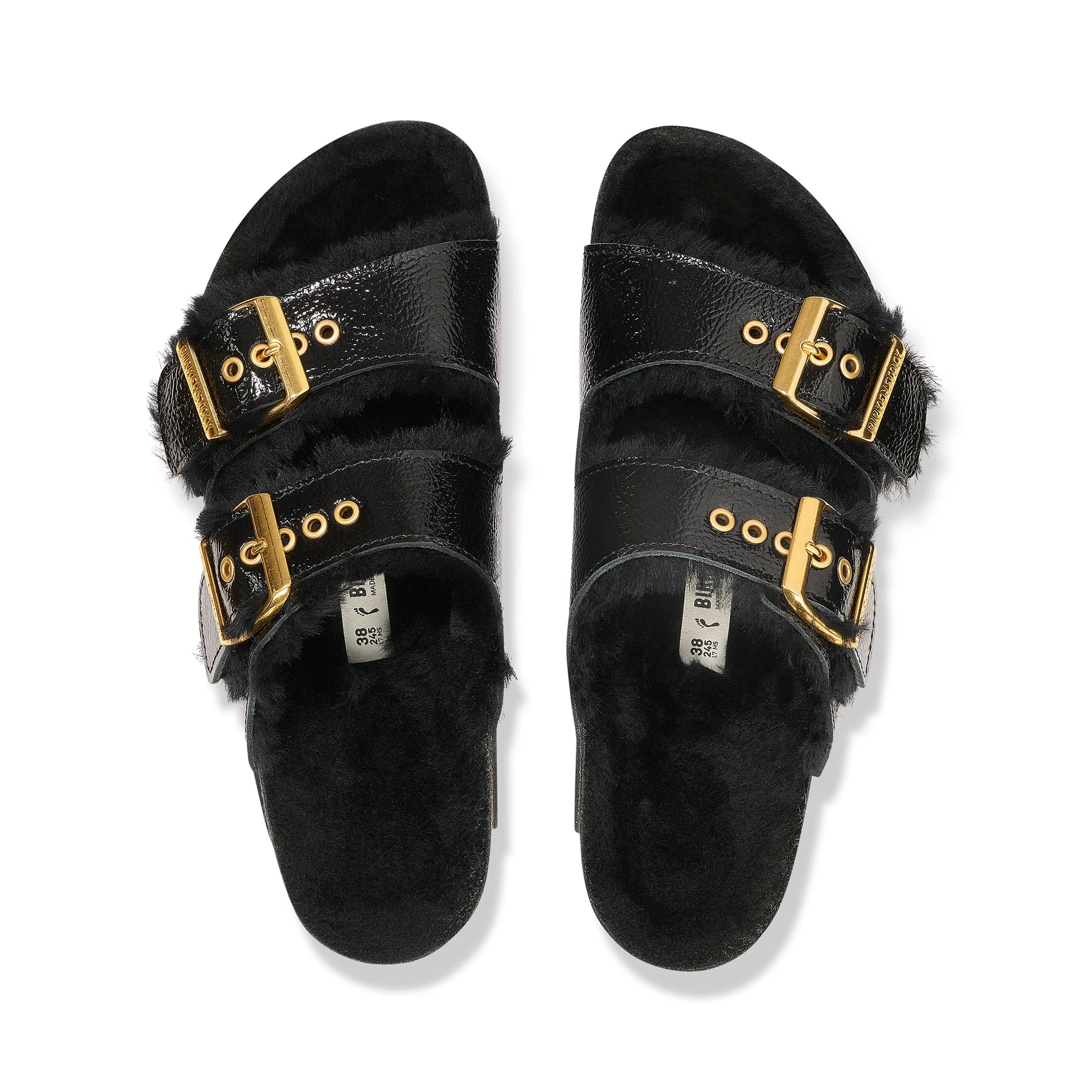 Arizona Shearling Naplak Black Natural Leather Patent/Shearling - Image 3