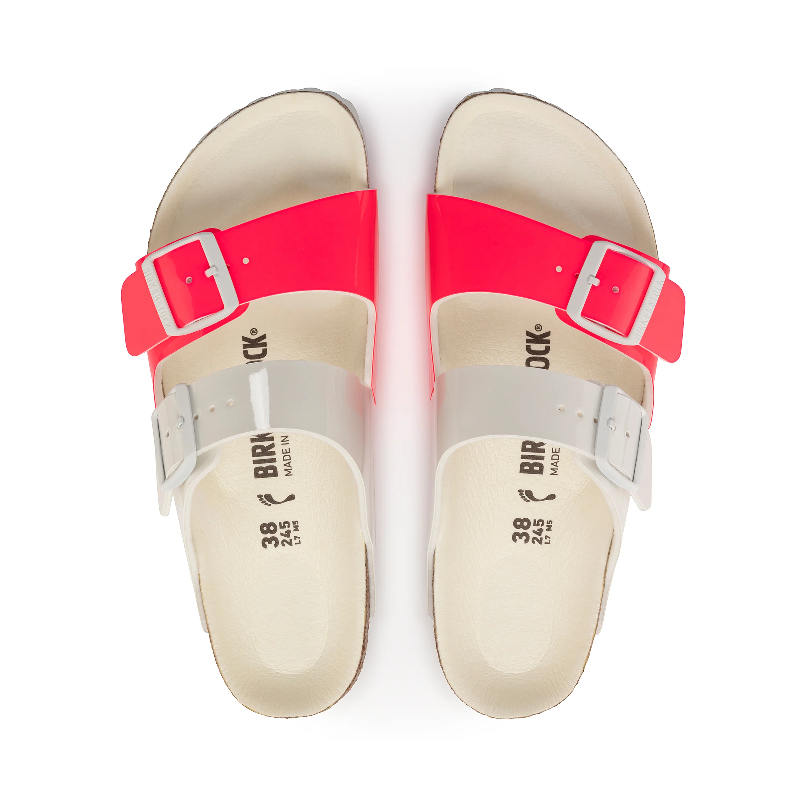Arizona Vegan Split Neon Pink/White Birko-Flor Patent - Image 3