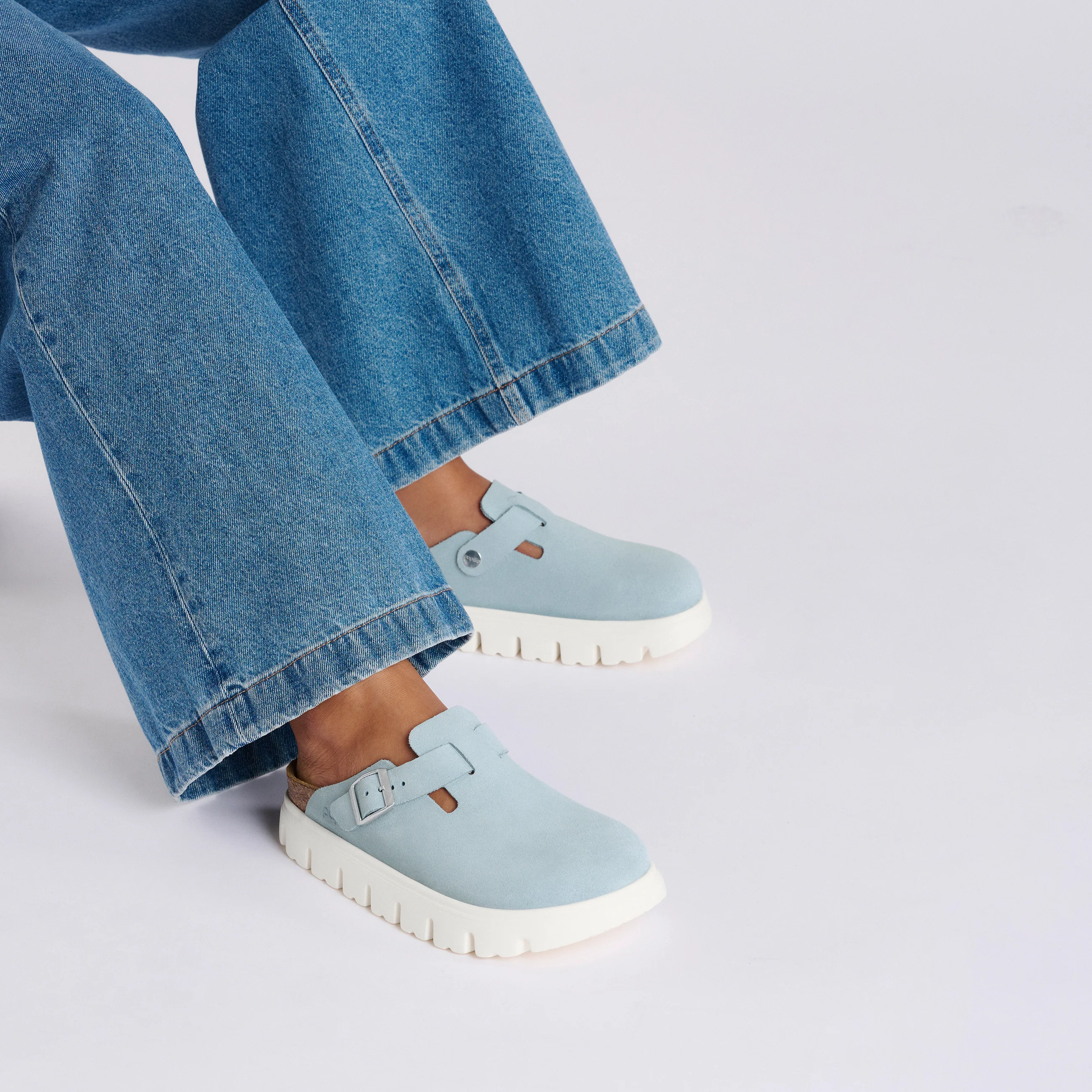 Boston Chunky Baby Blue Suede Leather - Image 4