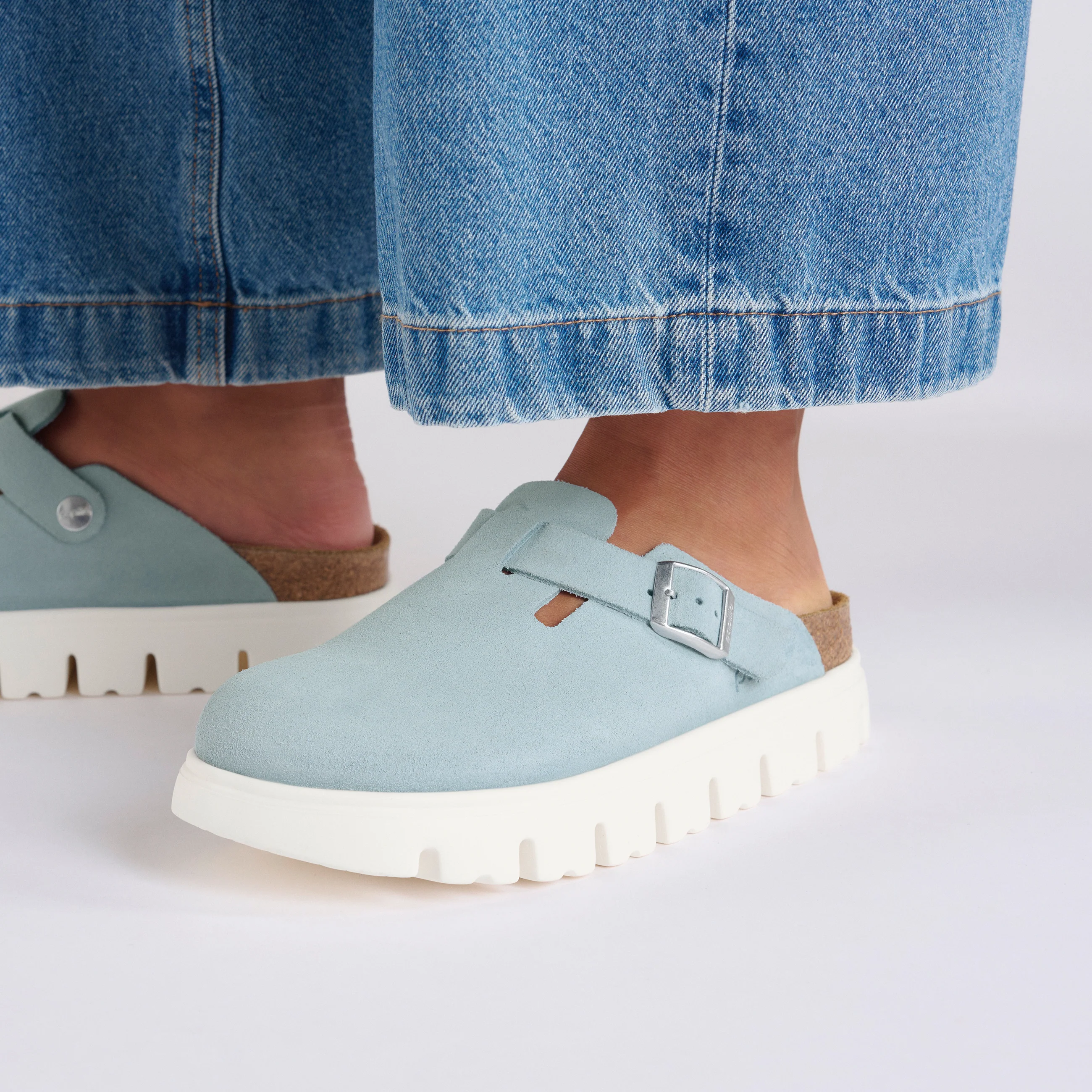 Boston Chunky Baby Blue Suede Leather - Image 5