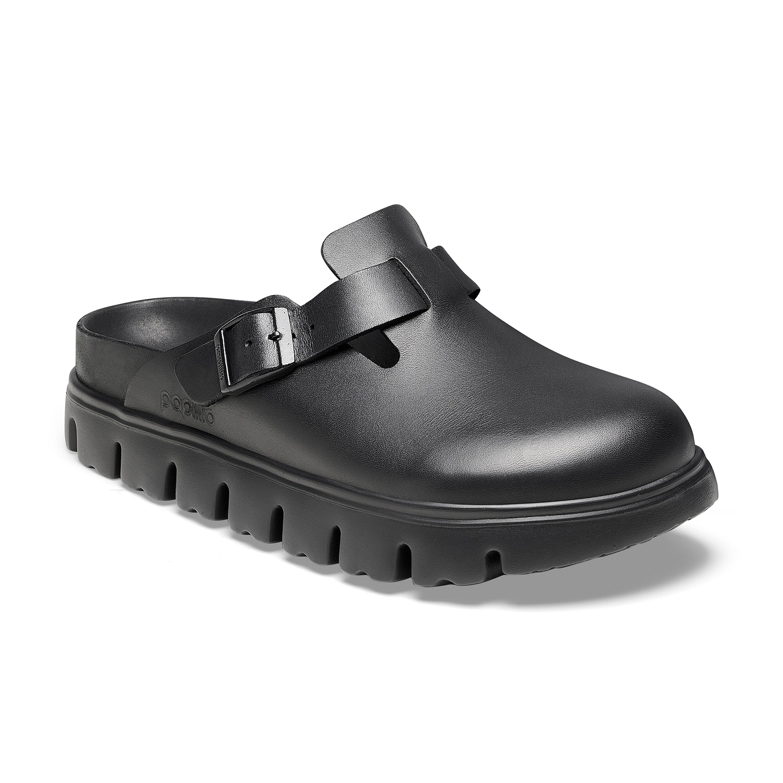 Boston Chunky Exquisite Black Smooth Leather