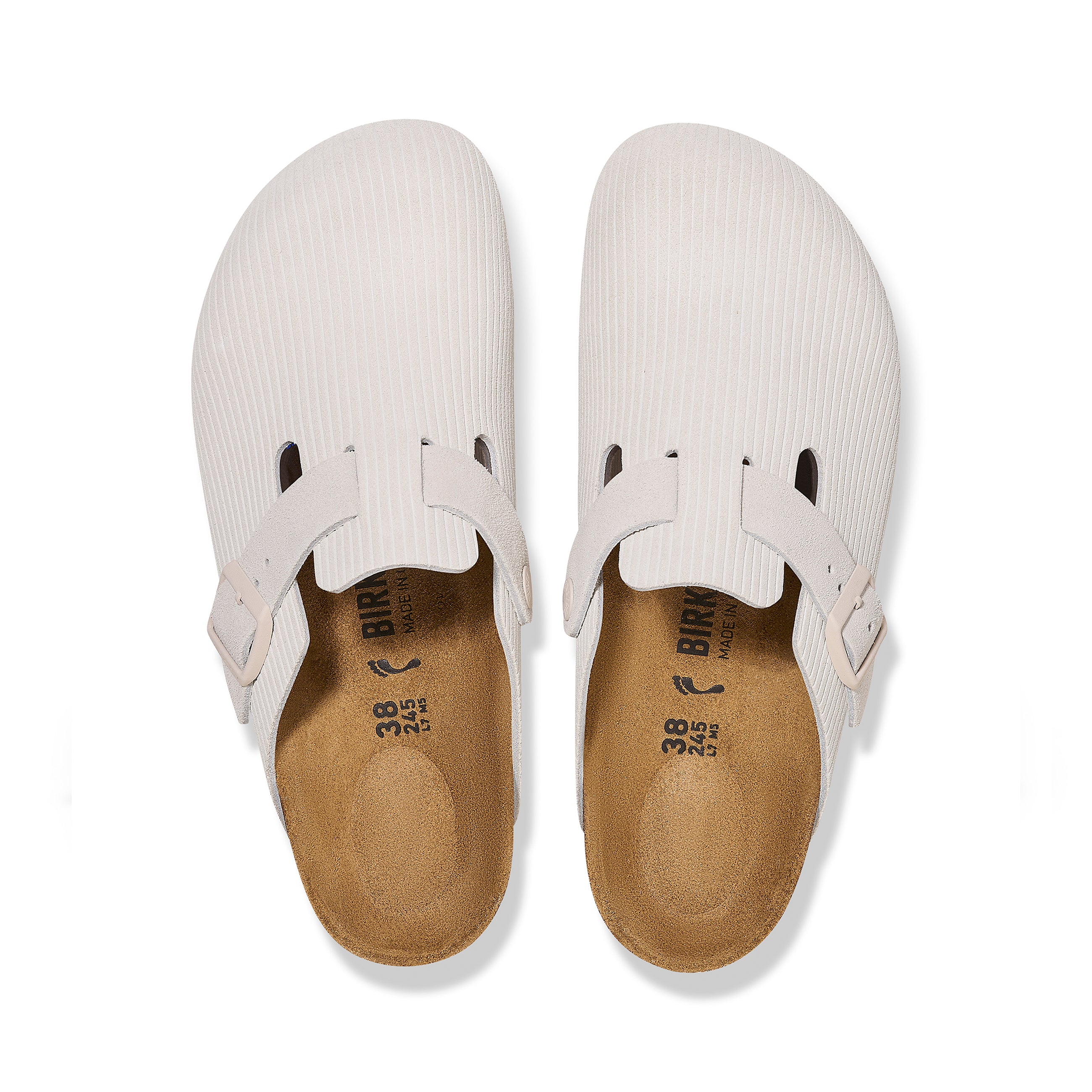 Boston Corduroy Antique White Embossed Suede Leather - Image 3