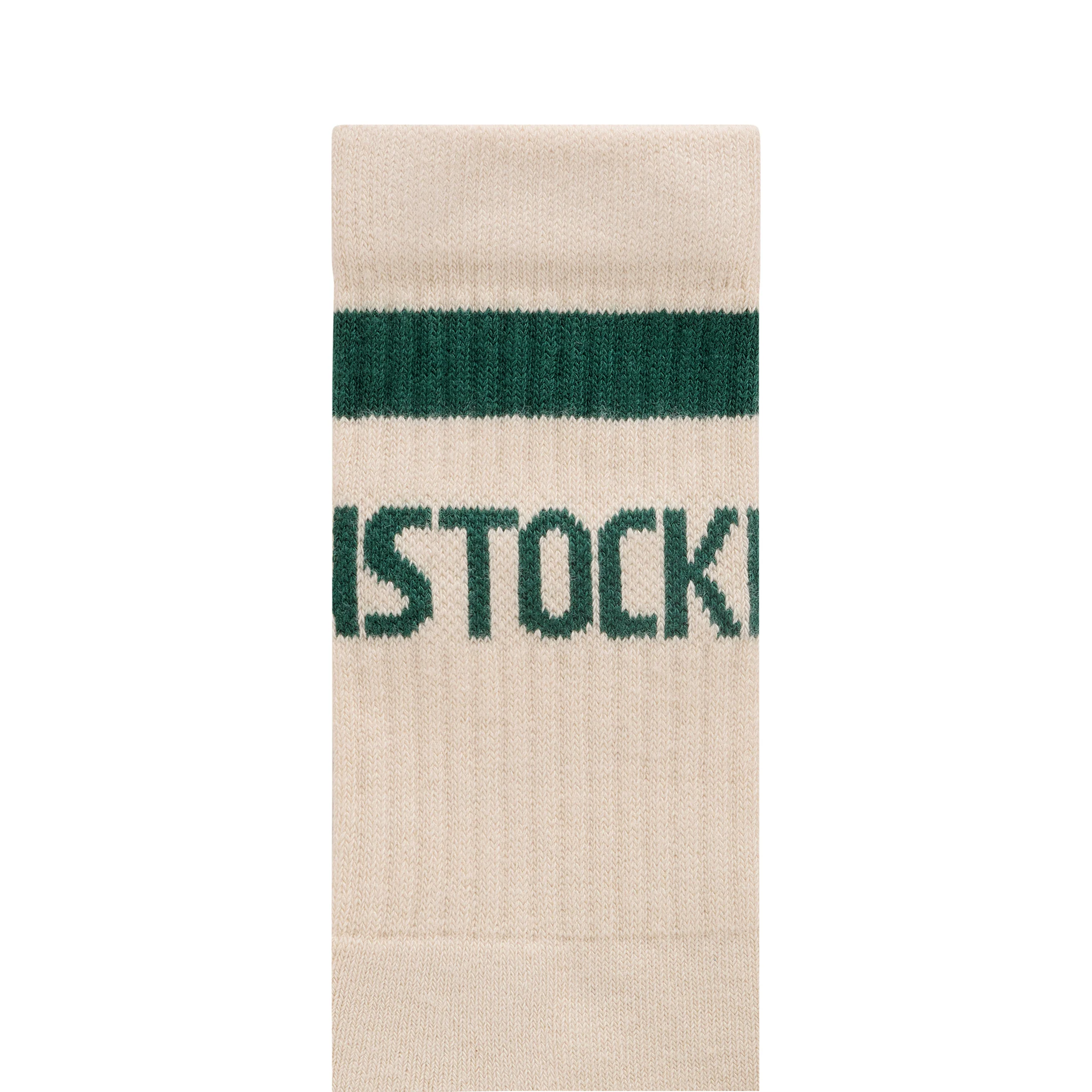 Cotton Crew Stripe Socks Oatmeal/Dark Teal - Image 2