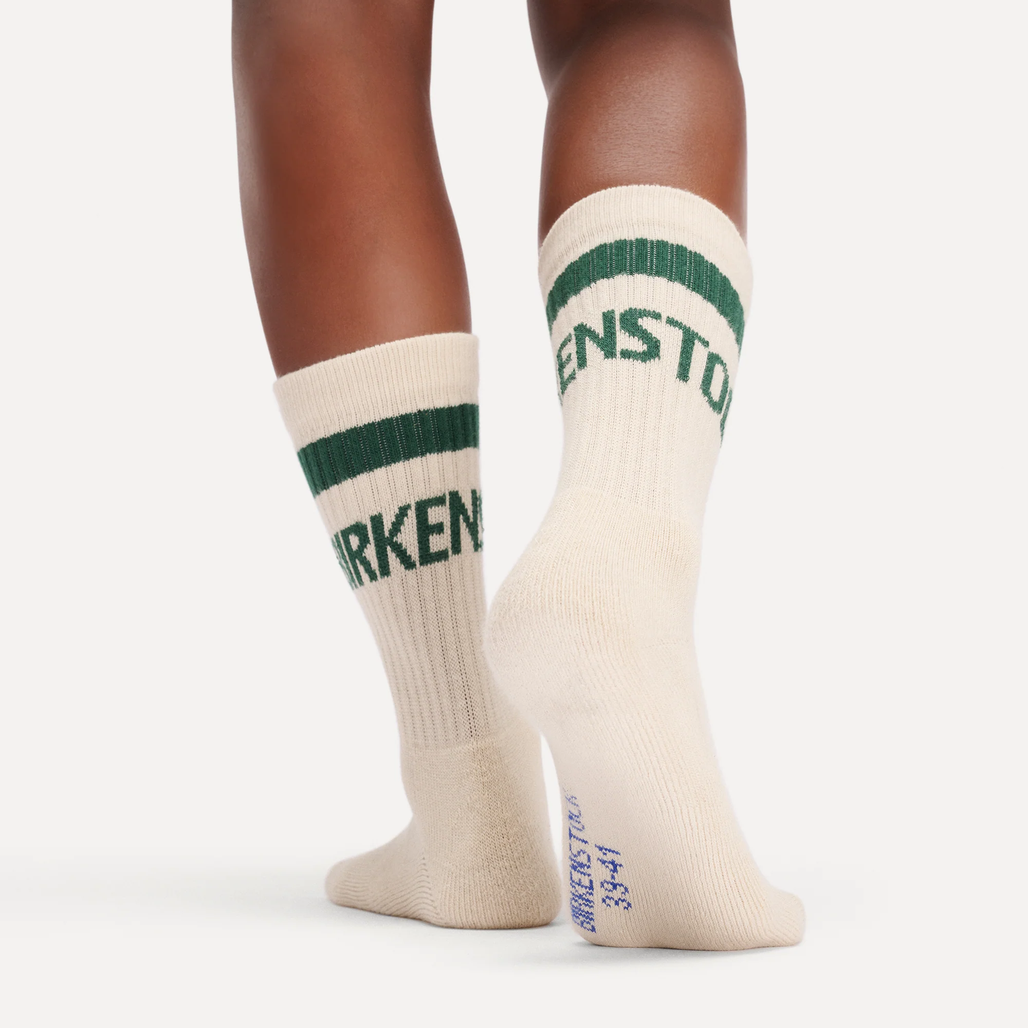 Cotton Crew Stripe Socks Oatmeal/Dark Teal - Image 4