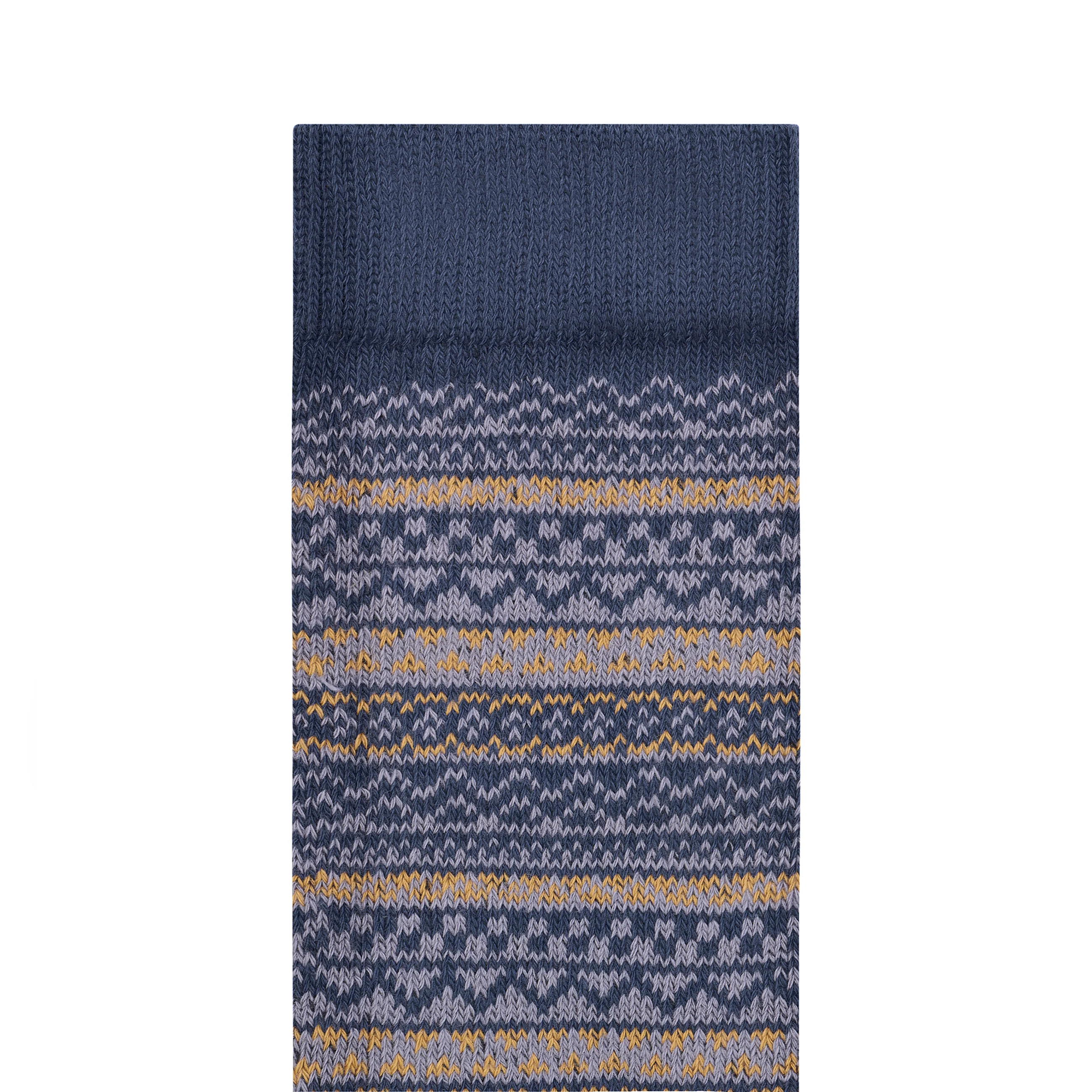 Cotton Pattern Socks Faded Purple/Ochre/Navy - Image 2