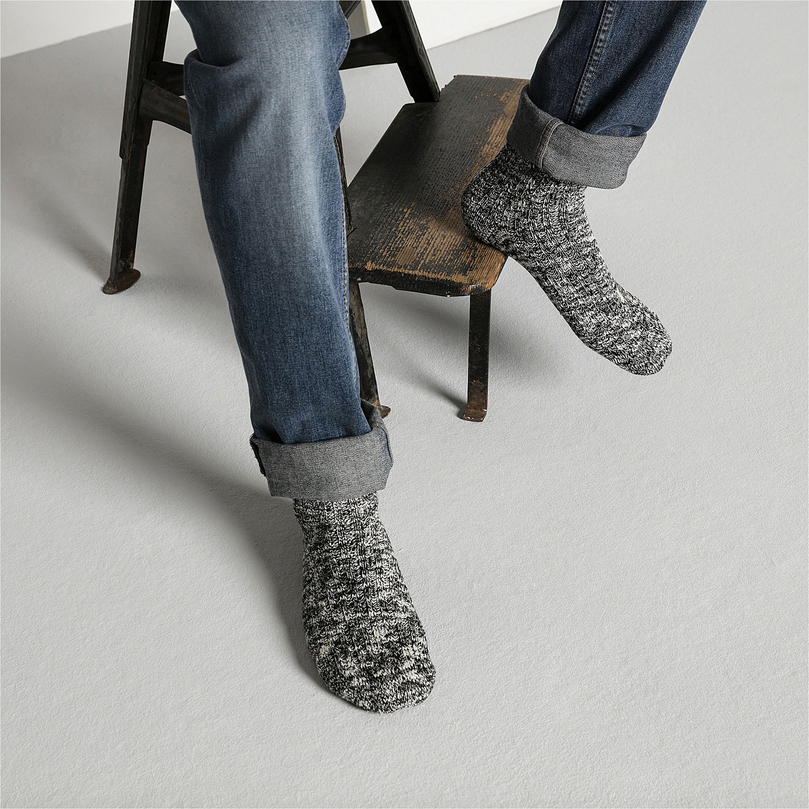 Cotton Slub Socks Black Grey - Image 5