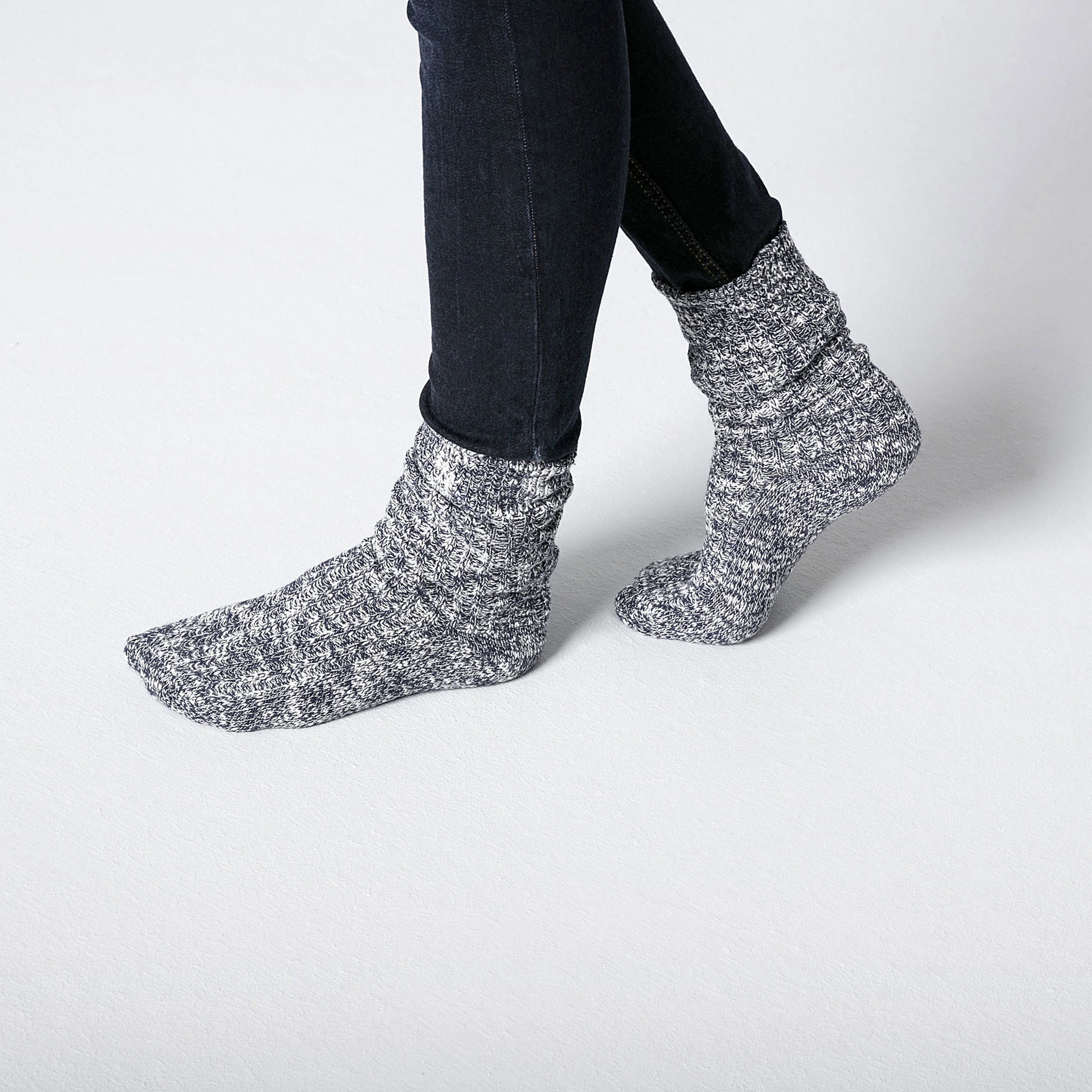 Cotton Slub Socks Blue White - Image 4