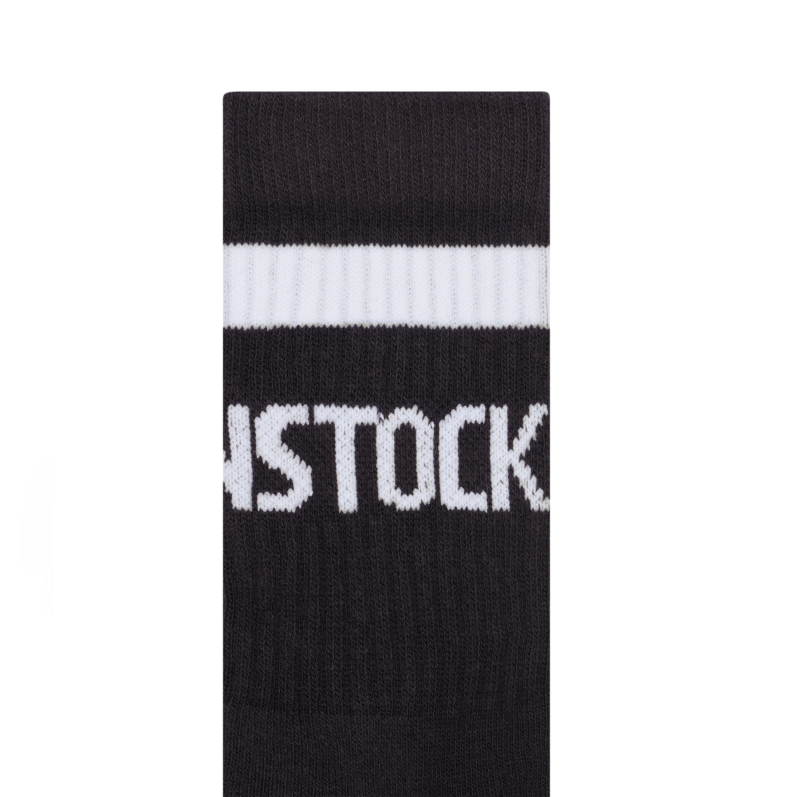 Cotton Crew Stripe Socks Black/White - Image 2
