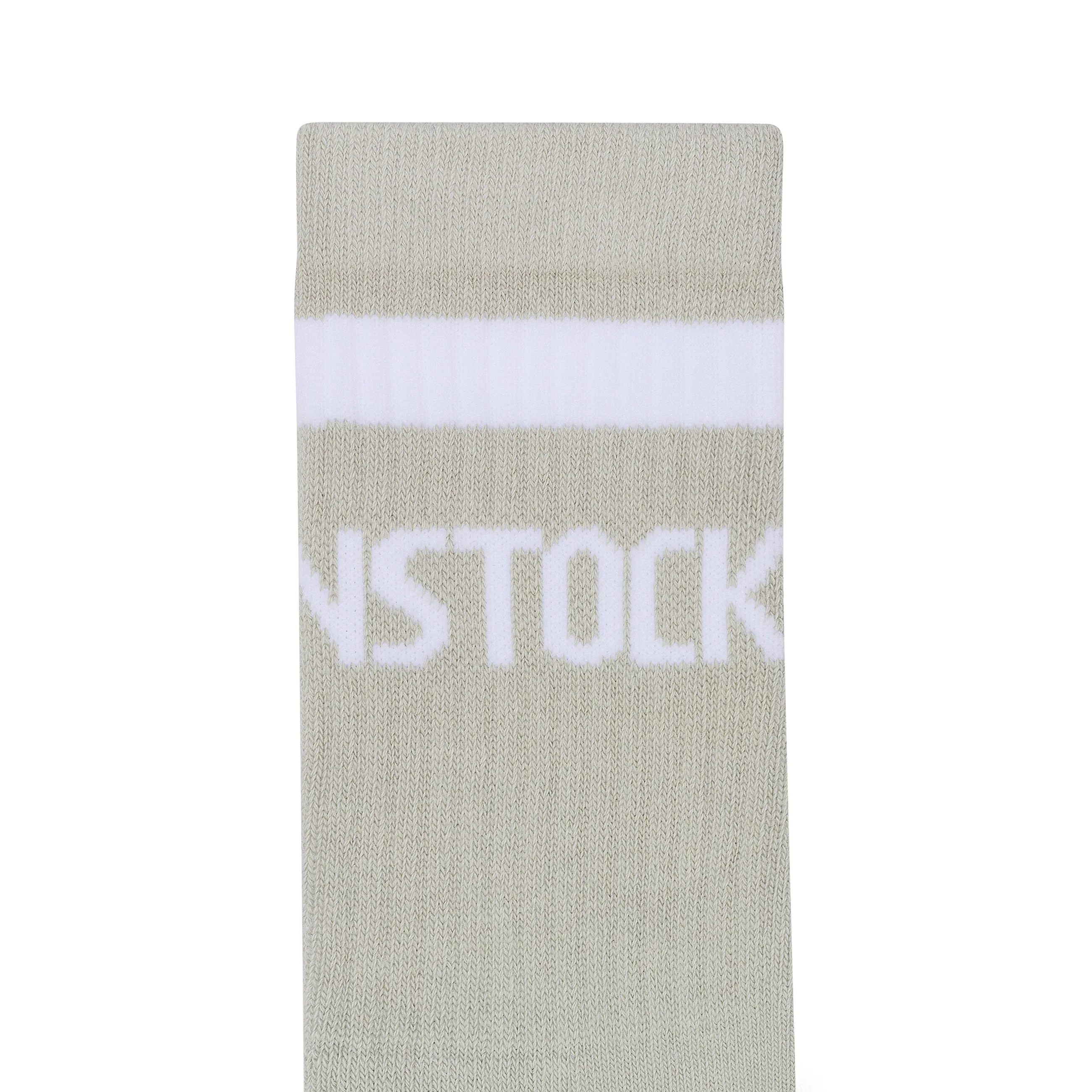 Cotton Crew Stripe Socks Light Grey/White - Image 2