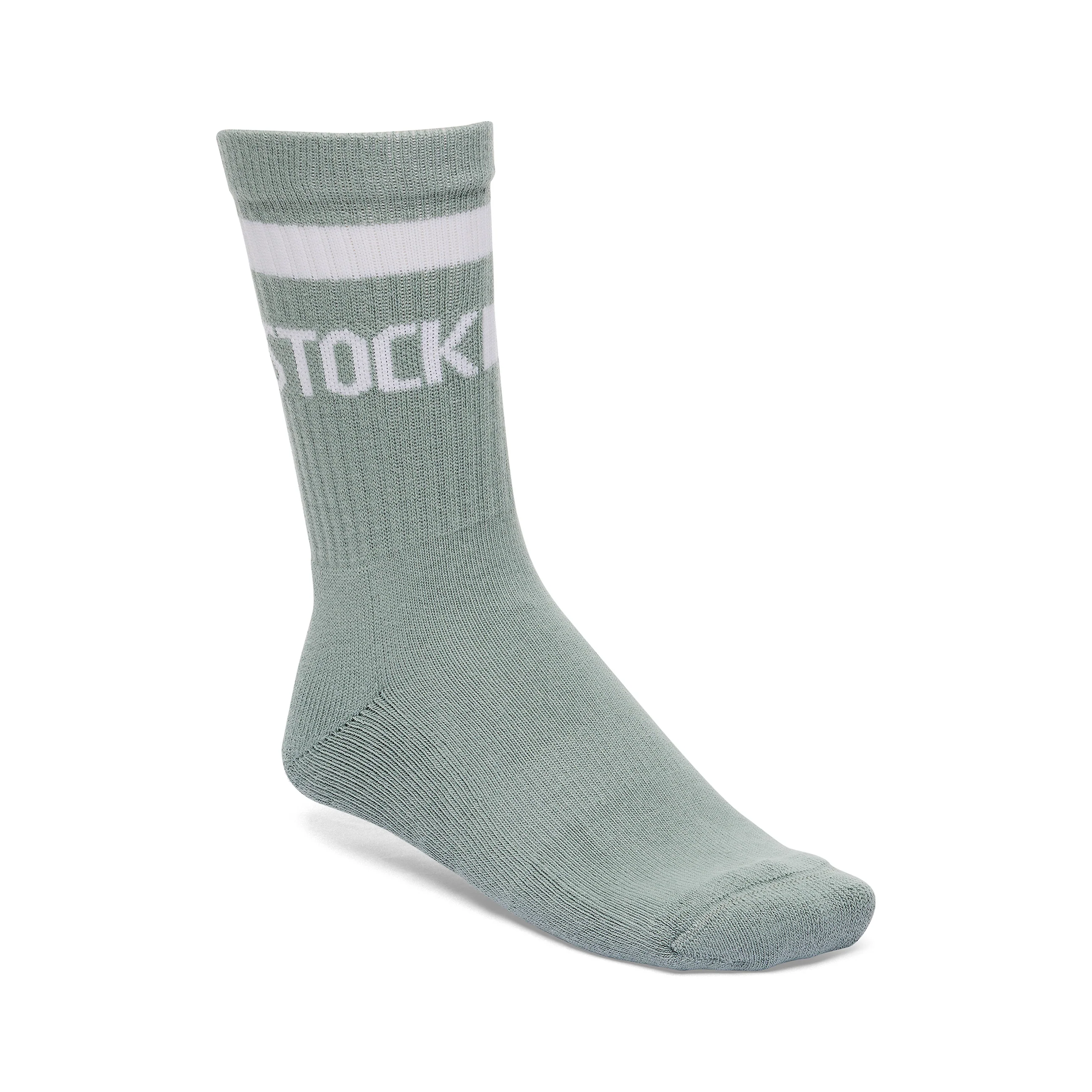 Cotton Crew Stripe Socks Pure Sage/Green