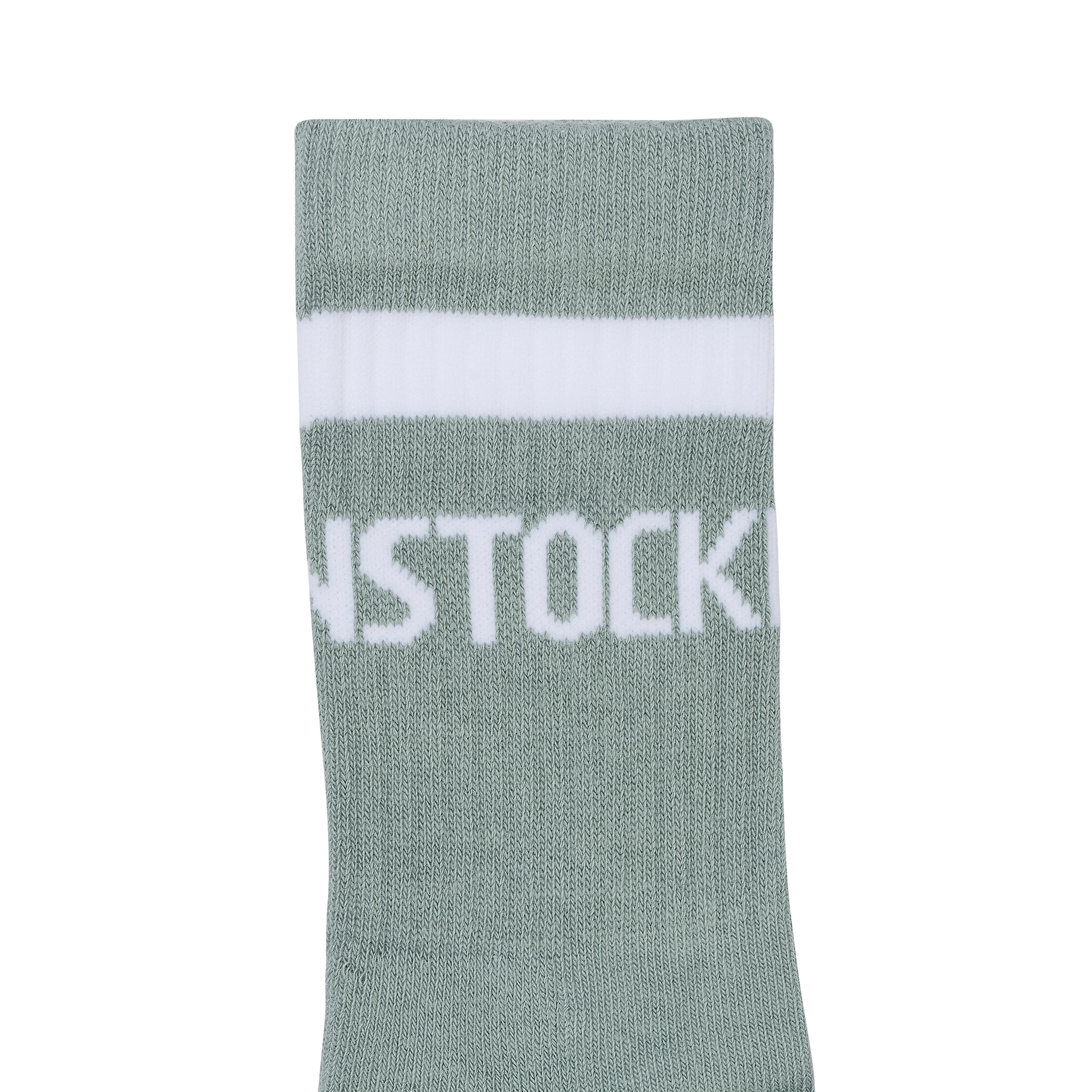 Cotton Crew Stripe Socks Pure Sage/Green - Image 2