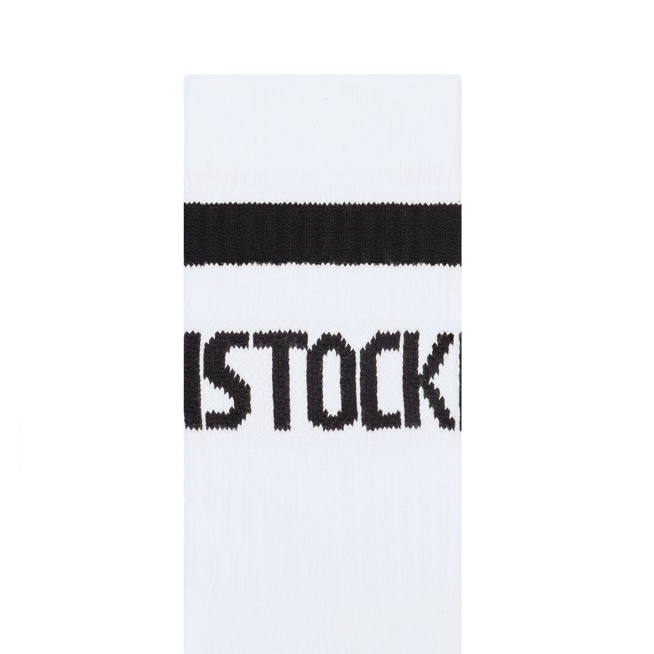 Cotton Crew Stripe Socks White/Black - Image 2