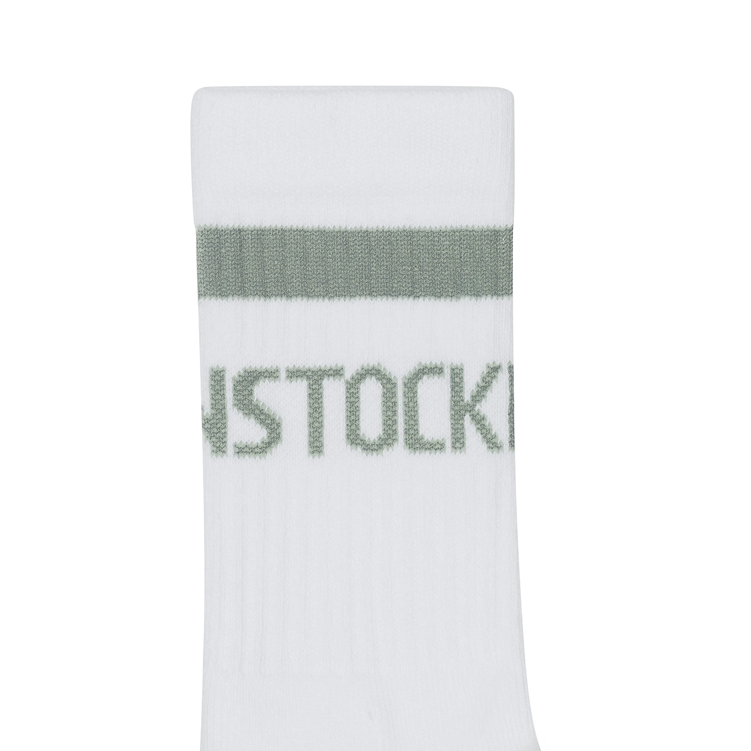 Cotton Crew Stripe Socks White/Pure Sage - Image 2