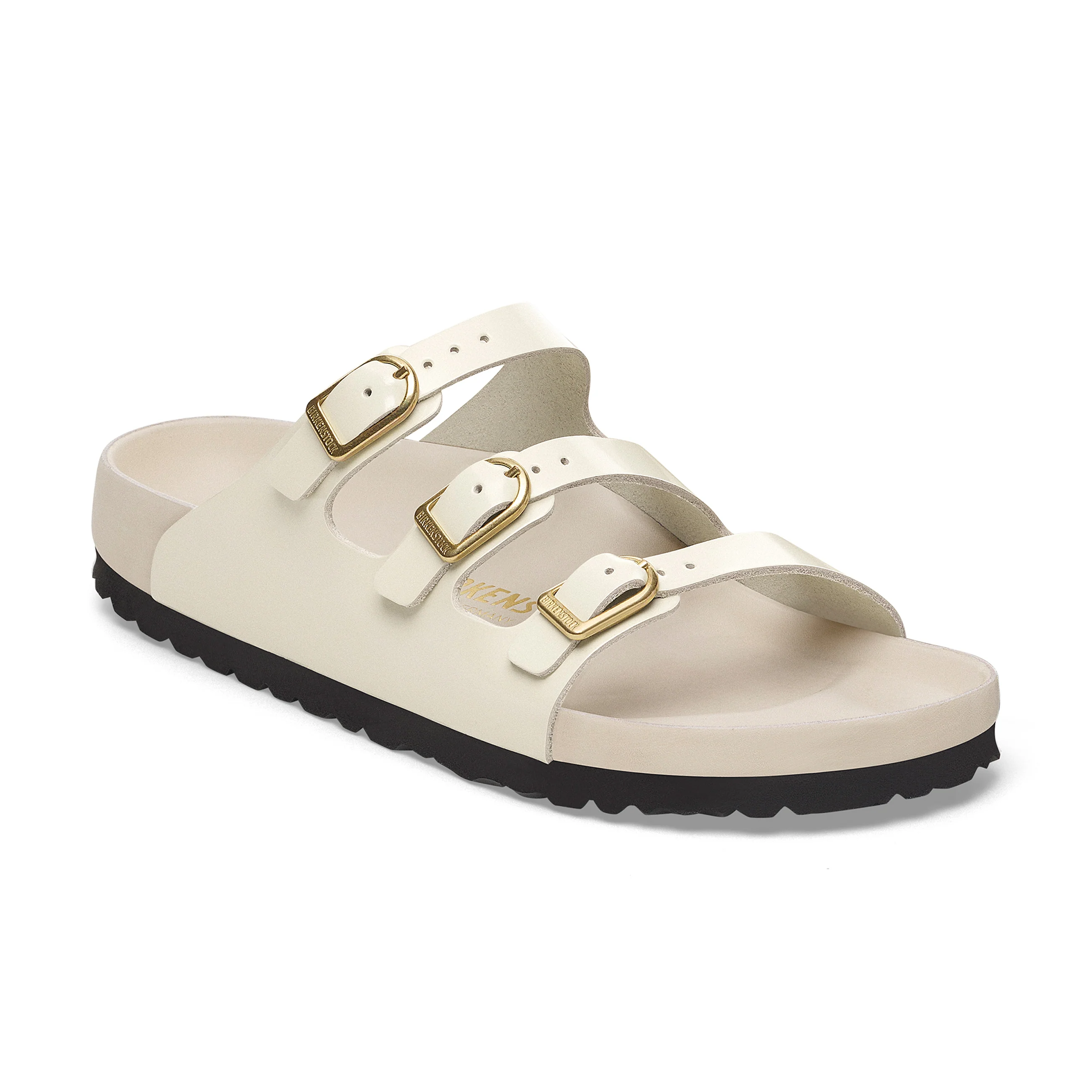 Florida D-Buckle Exquisite High Shine Ecru Natural Leather Patent