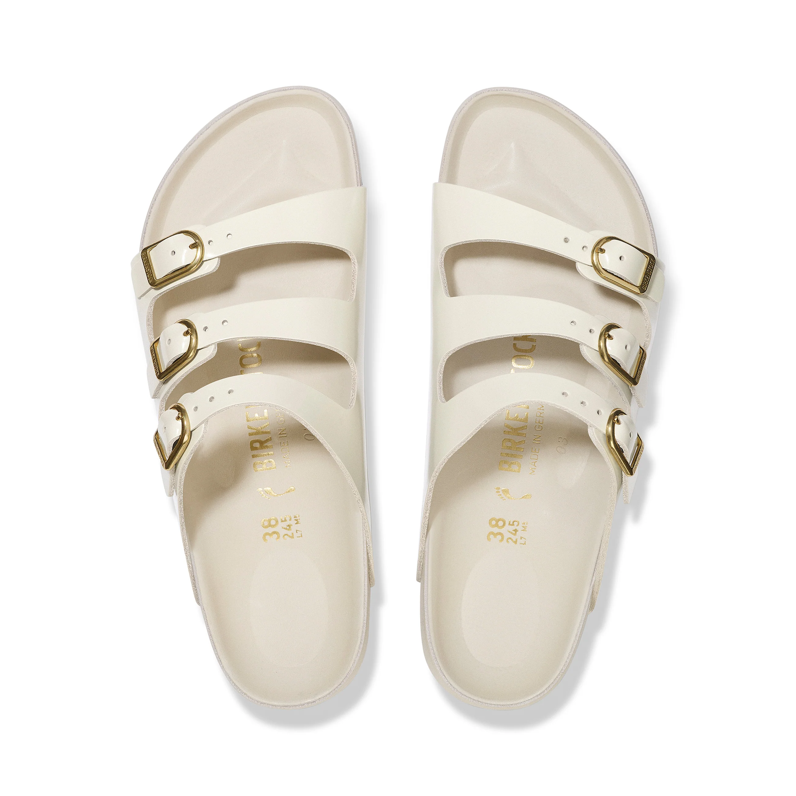 Florida D-Buckle Exquisite High Shine Ecru Natural Leather Patent - Image 3