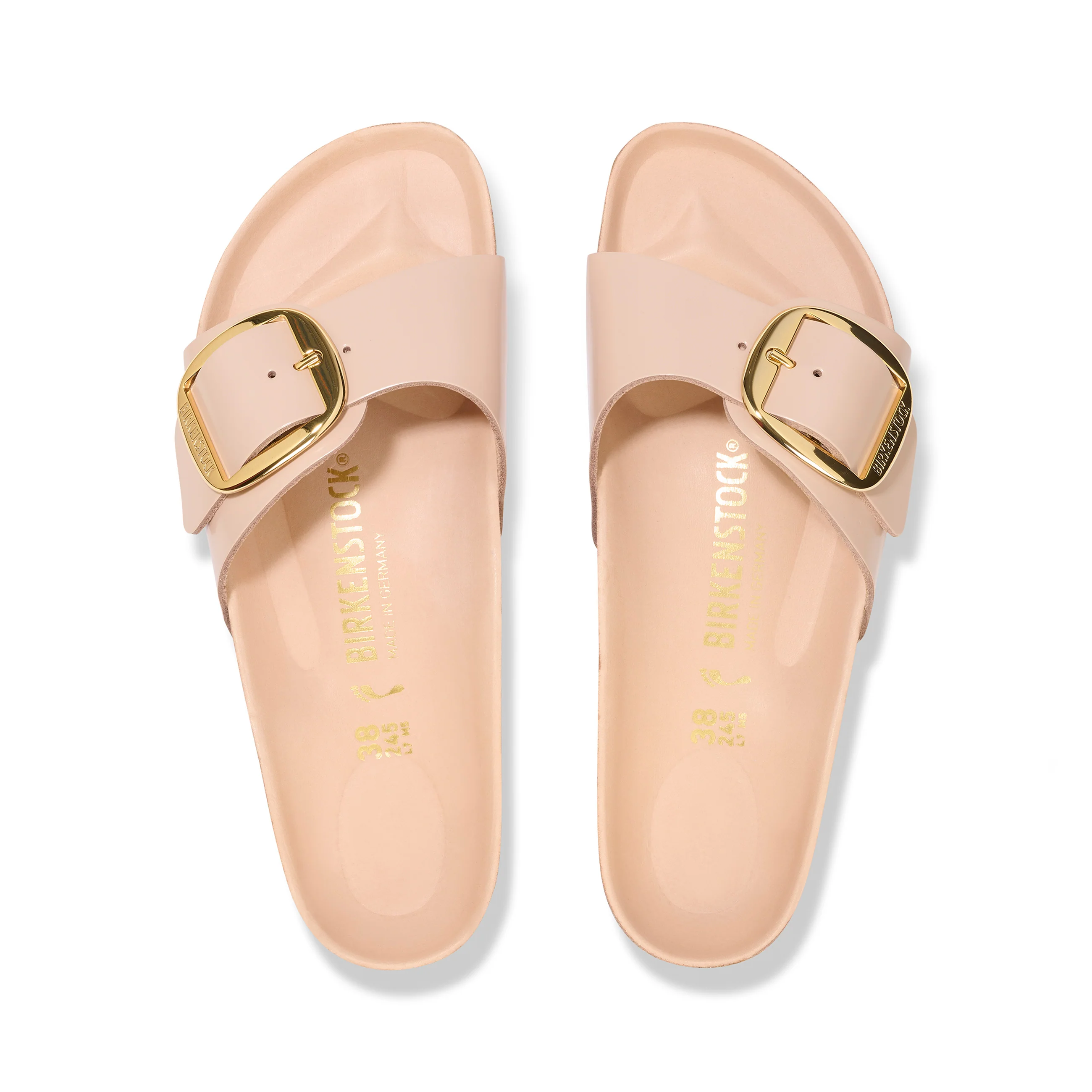 Madrid Big Buckle High Shine New Beige Natural Leather Patent - Image 3