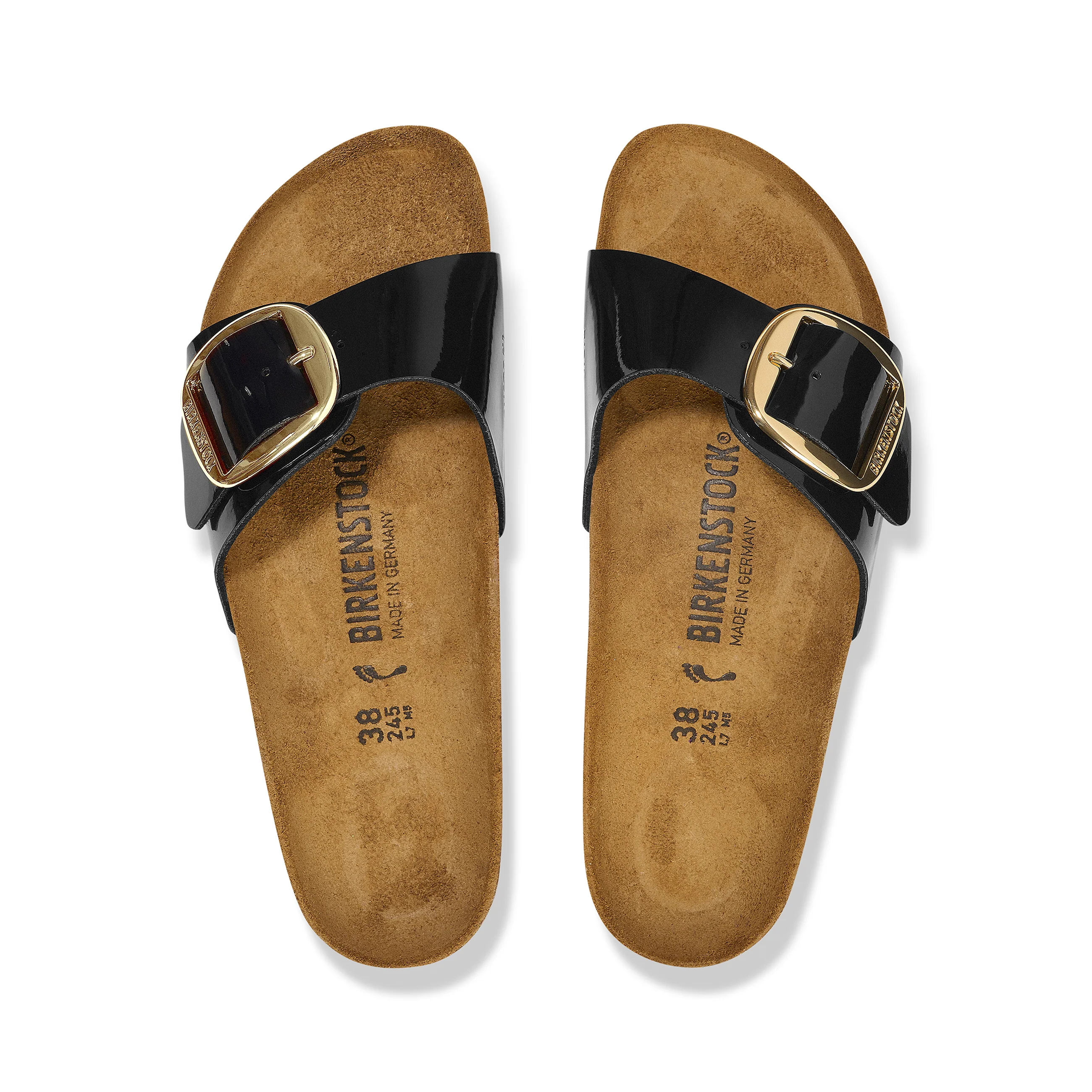 Madrid Big Buckle Patent Black/Gold Birko-Flor - Image 3