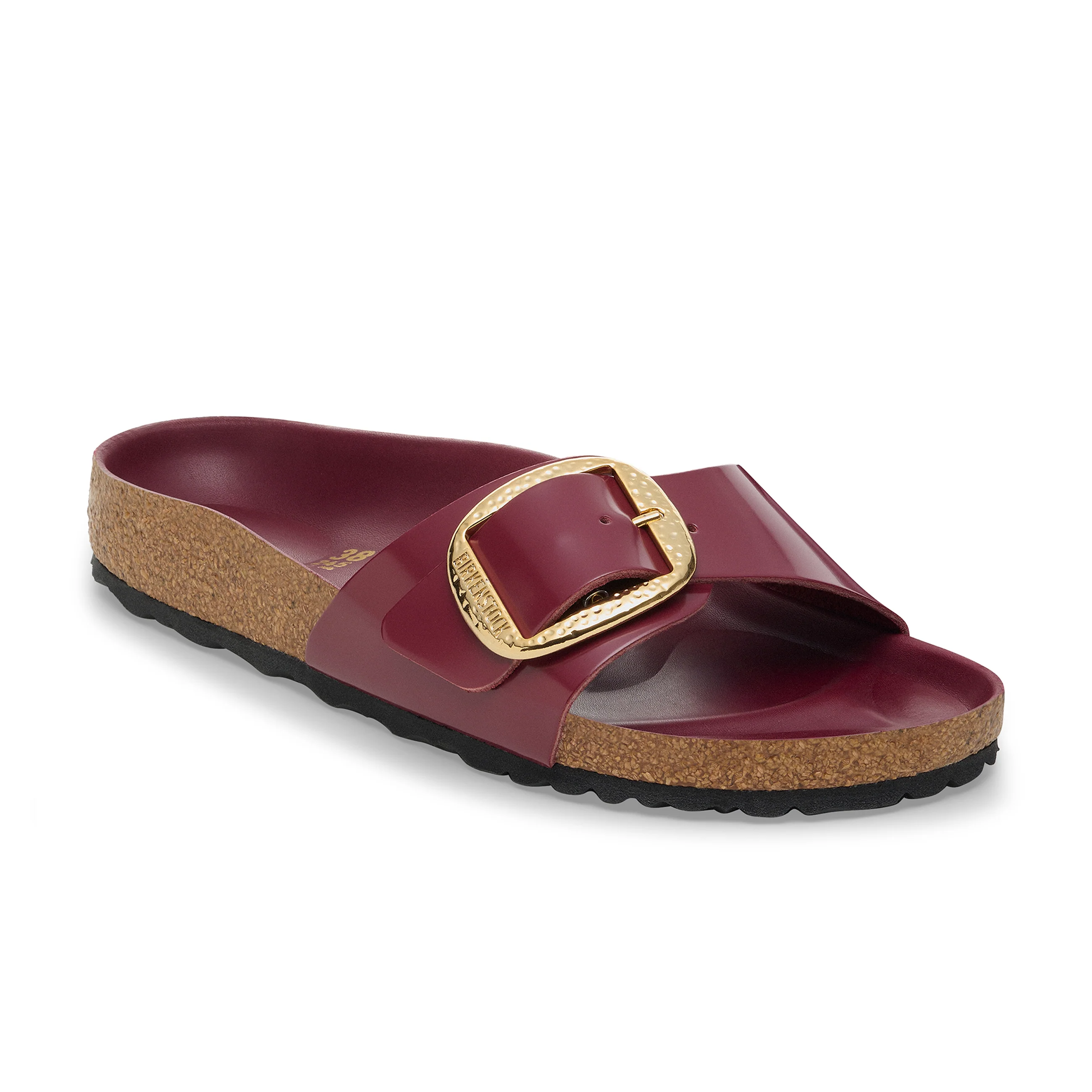 Madrid Hammered Big Buckle High Shine Zinfandel Natural Leather Patent