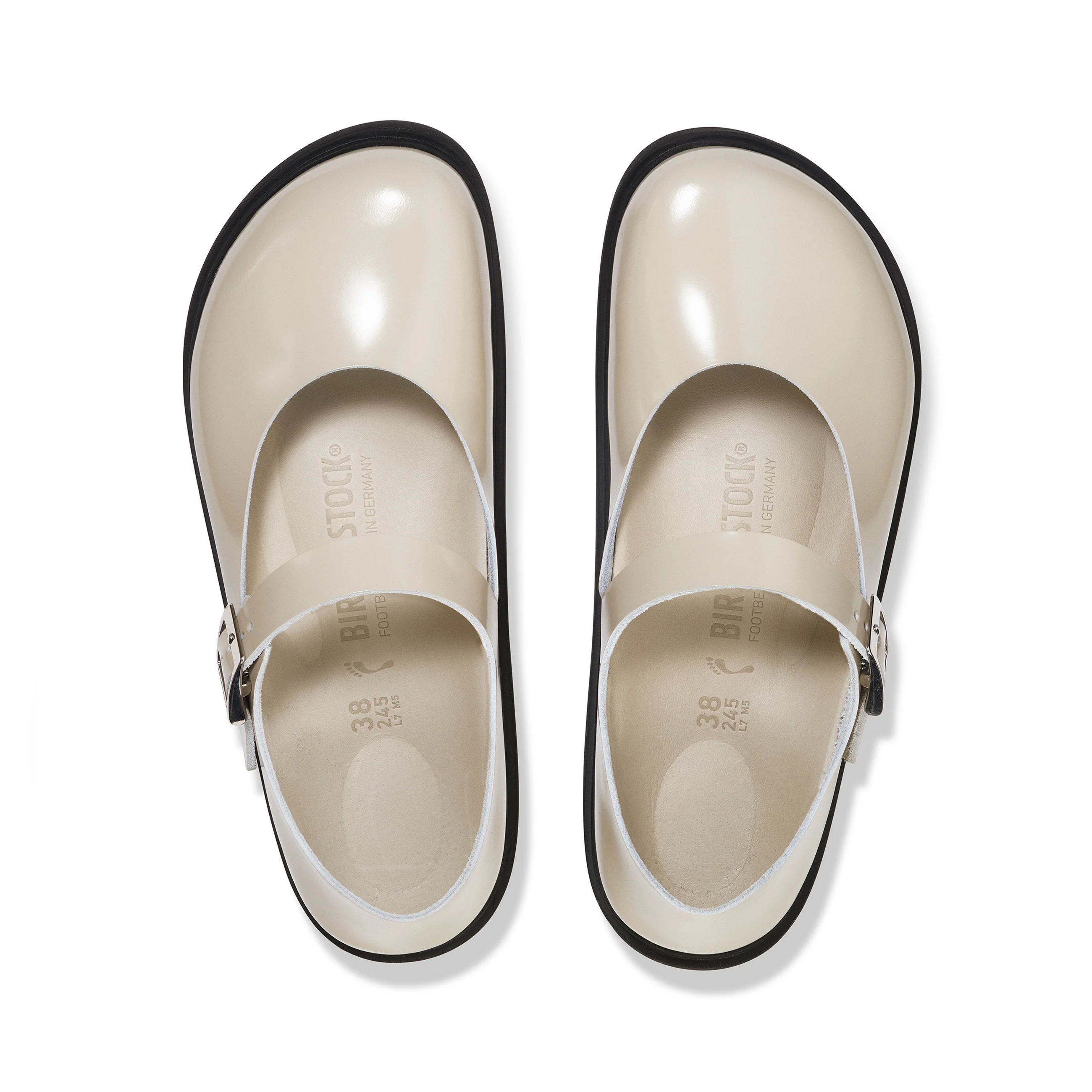 Mantova Droplet Buckle High Shine Oyster Natural Leather Patent - Image 3