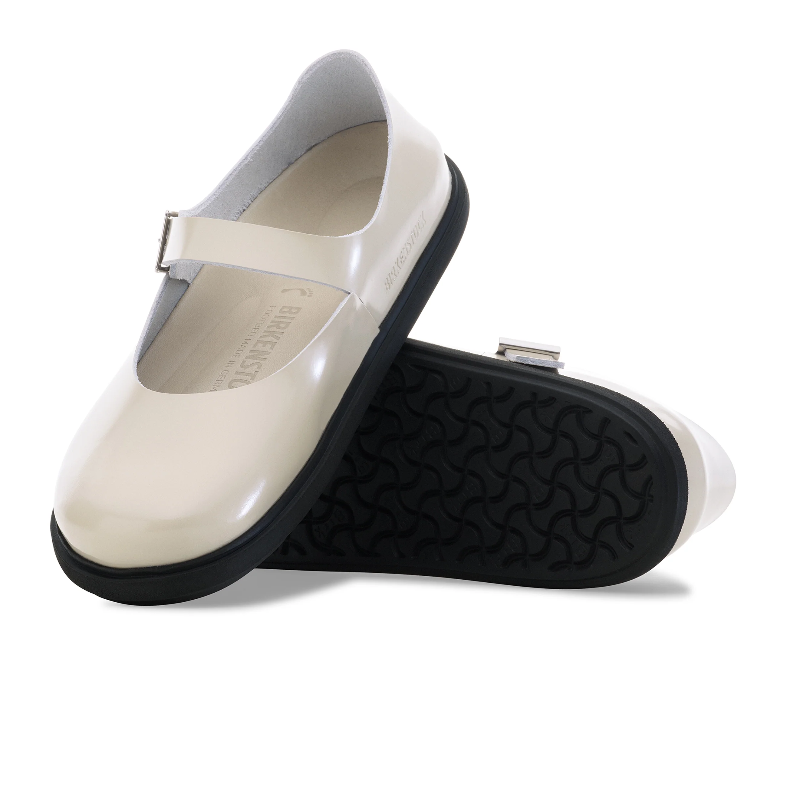 Mantova Droplet Buckle High Shine Oyster Natural Leather Patent - Image 4