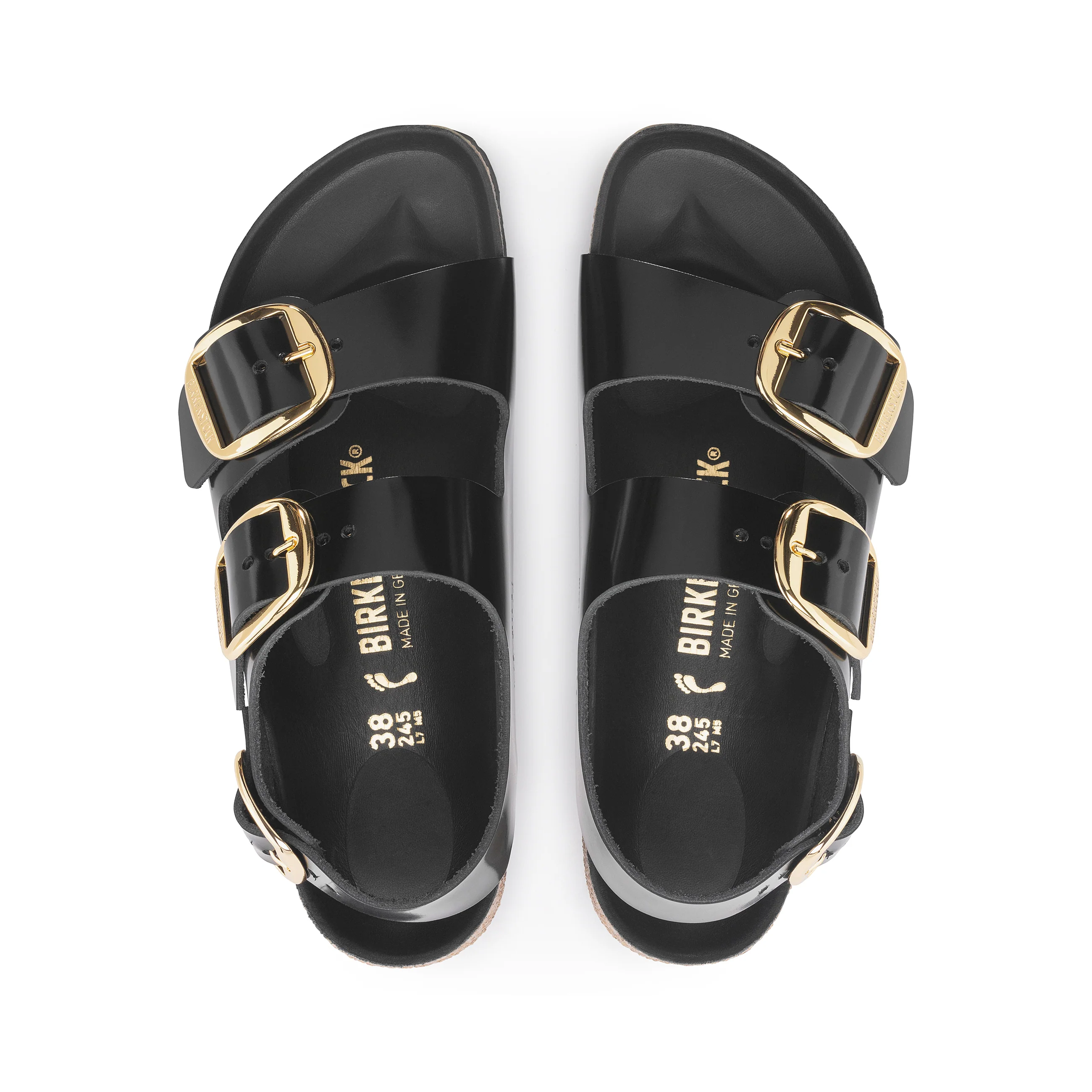 Milano Big Buckle High Shine Black Natural Leather Patent - Image 3