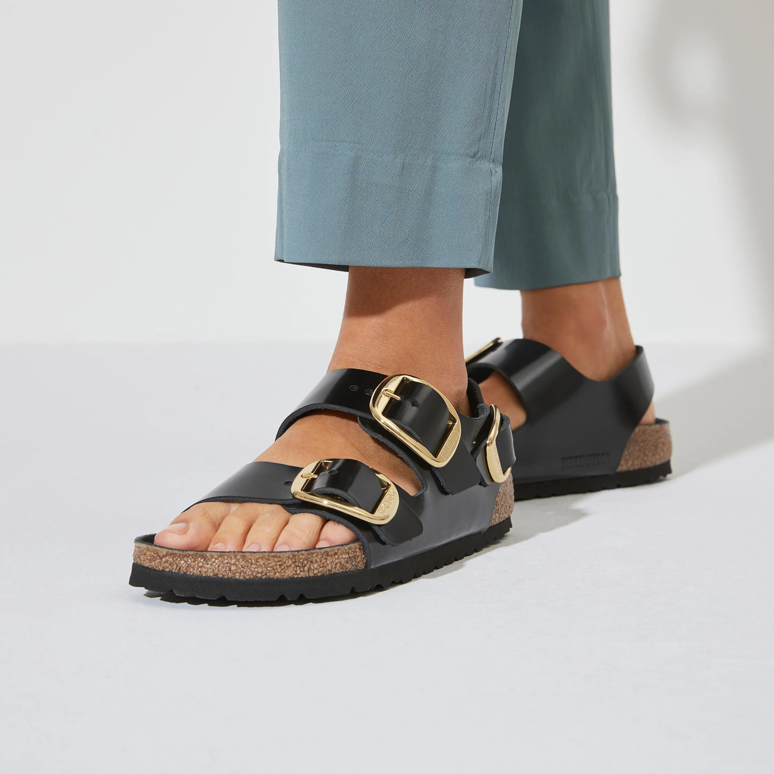 Milano Big Buckle High Shine Black Natural Leather Patent - Image 6